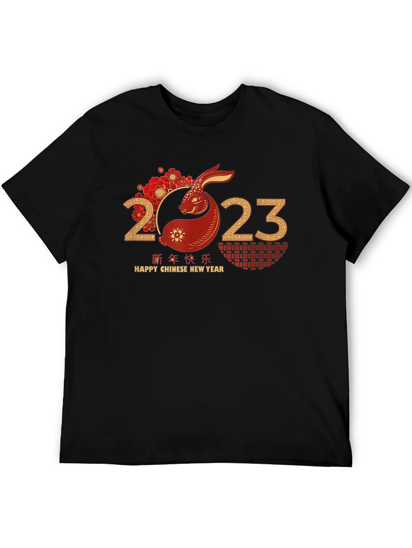 Chinese New Year Rabbit 2023 Black T-Shirt