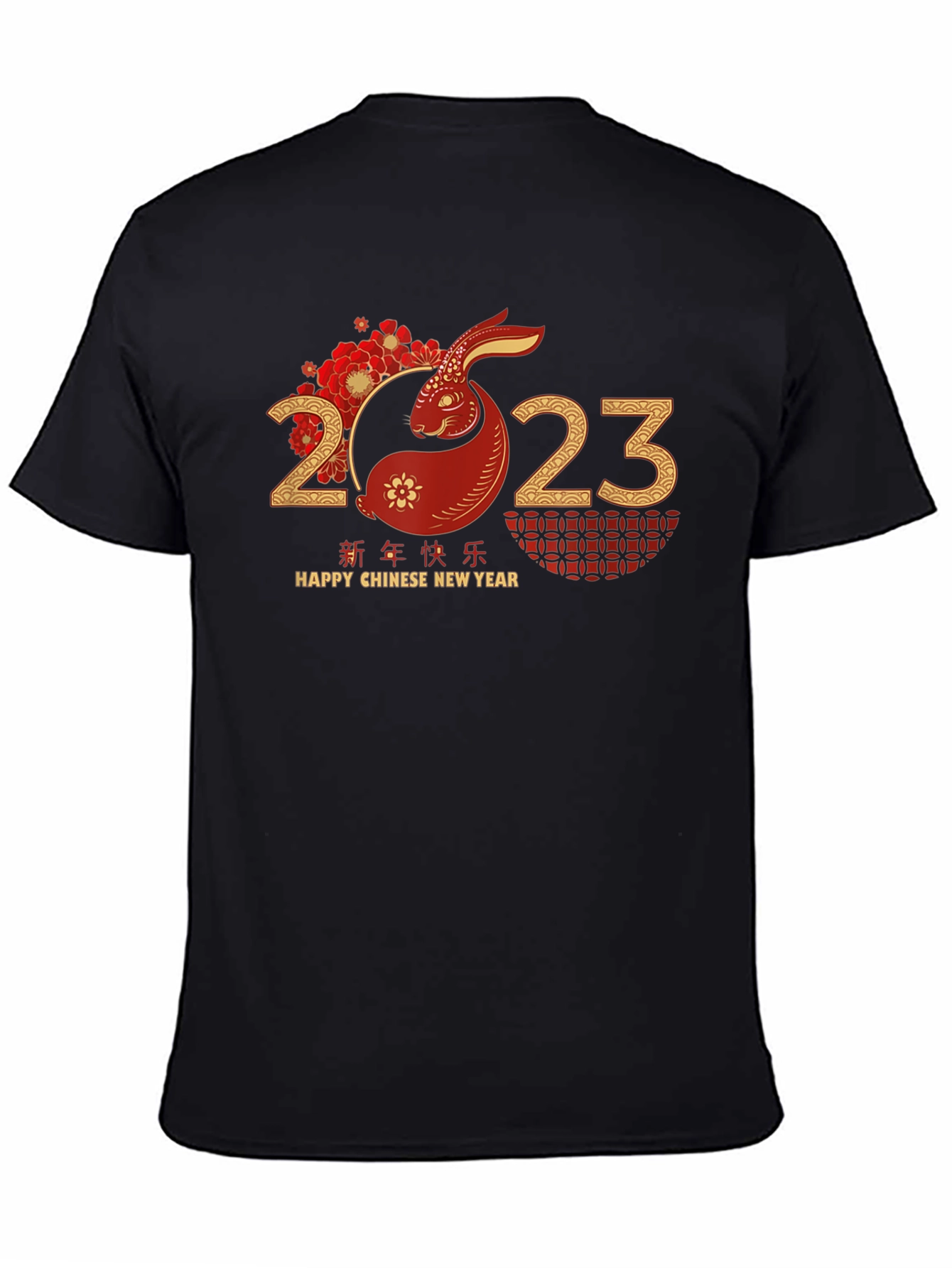 Chinese New Year Rabbit 2023 Black T-Shirt