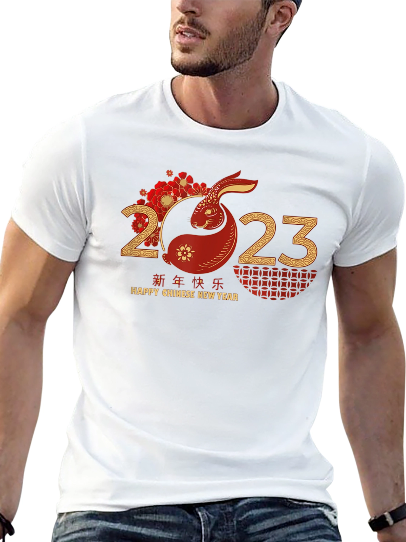 Chinese New Year Rabbit 2023 Black T-Shirt