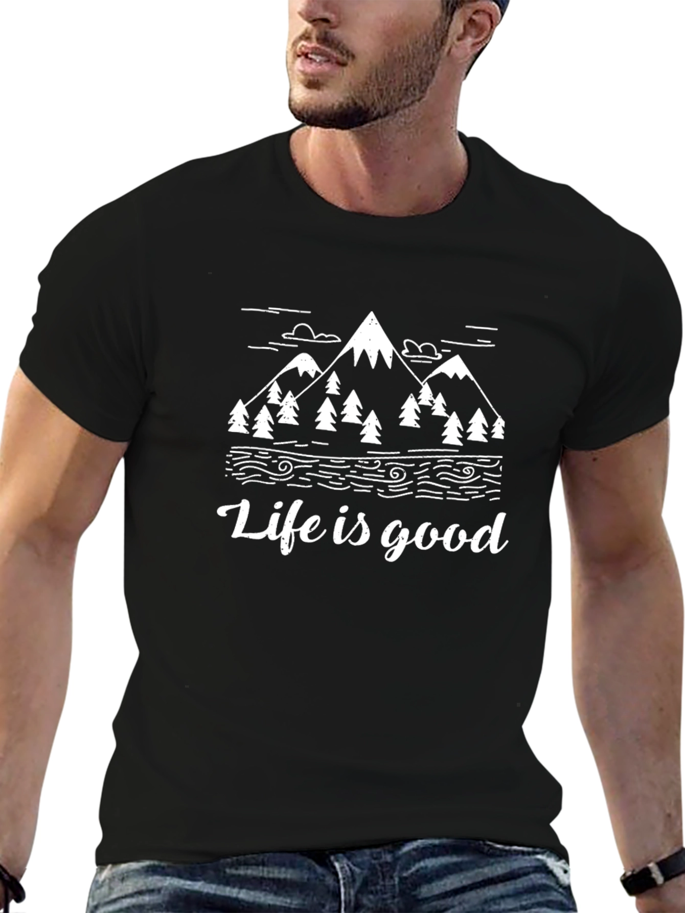 Life Is Good Mountain Graphic Tee - Black