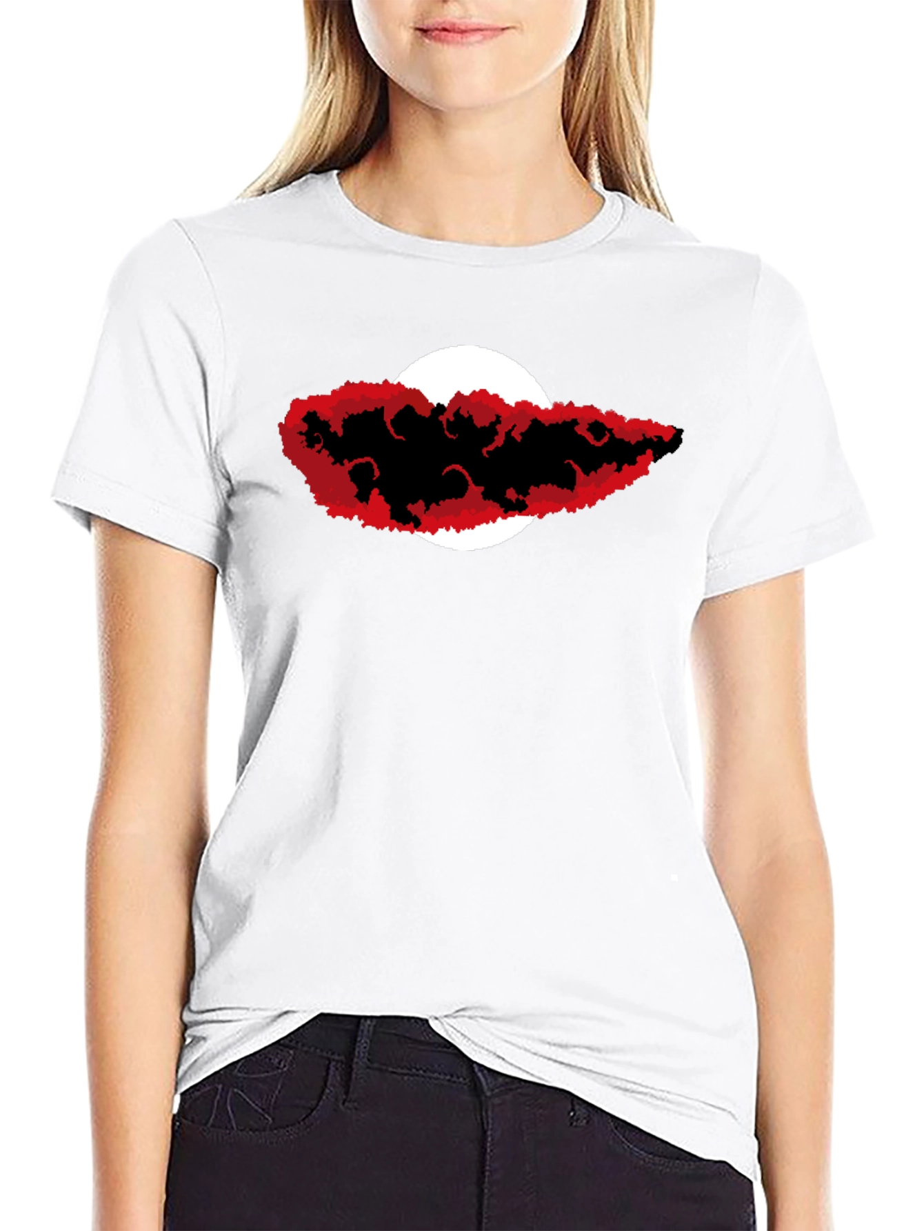 Graphic Tee - Red Cloud & Moon Design