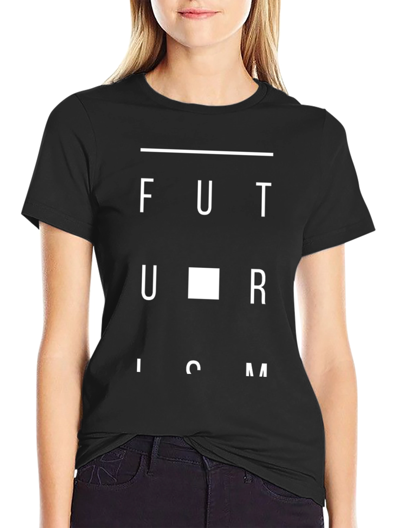 Futurism Graphic Print Black T-Shirt