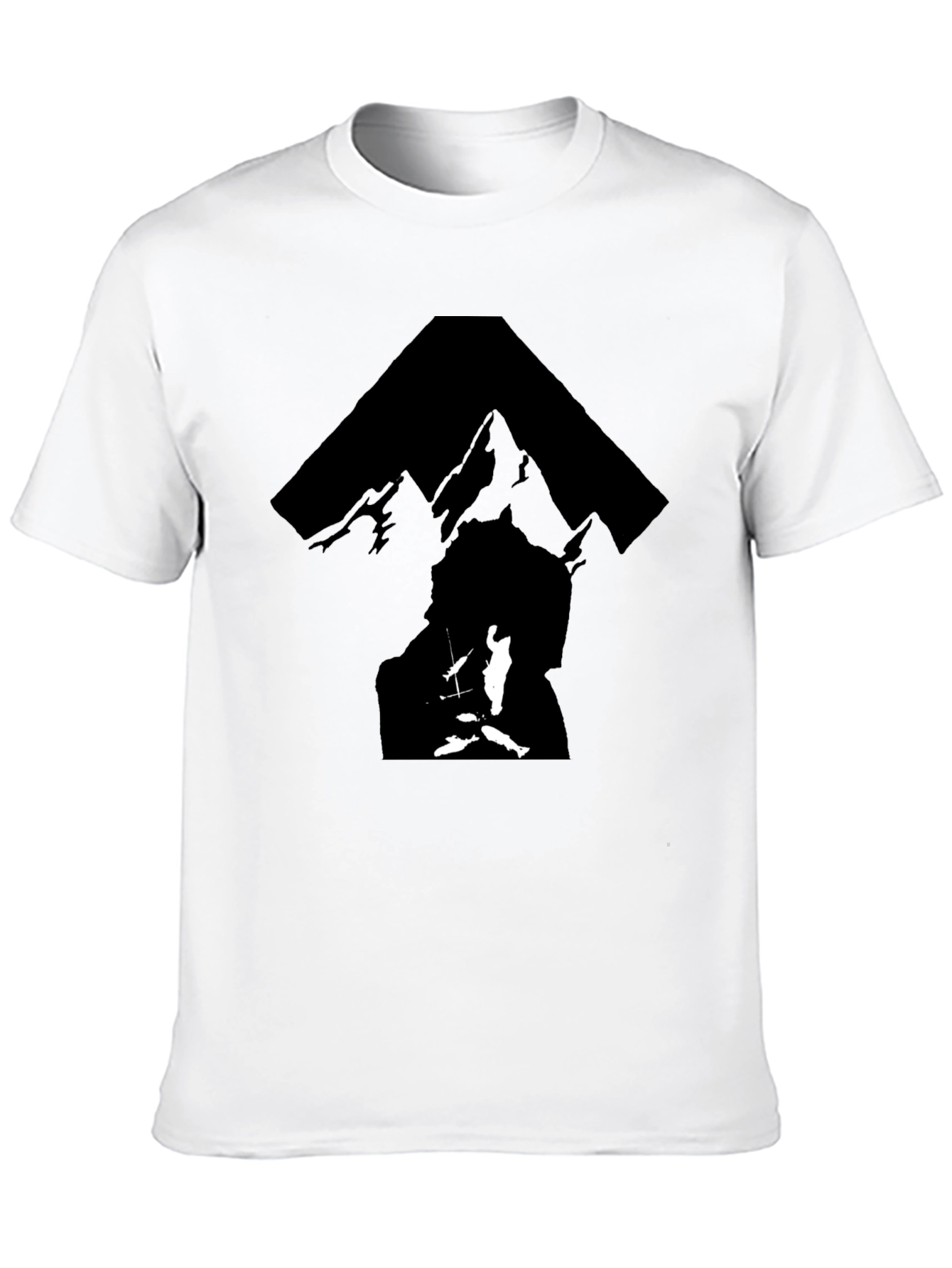 Black T-Shirt with Silhouette Mountain Graphic