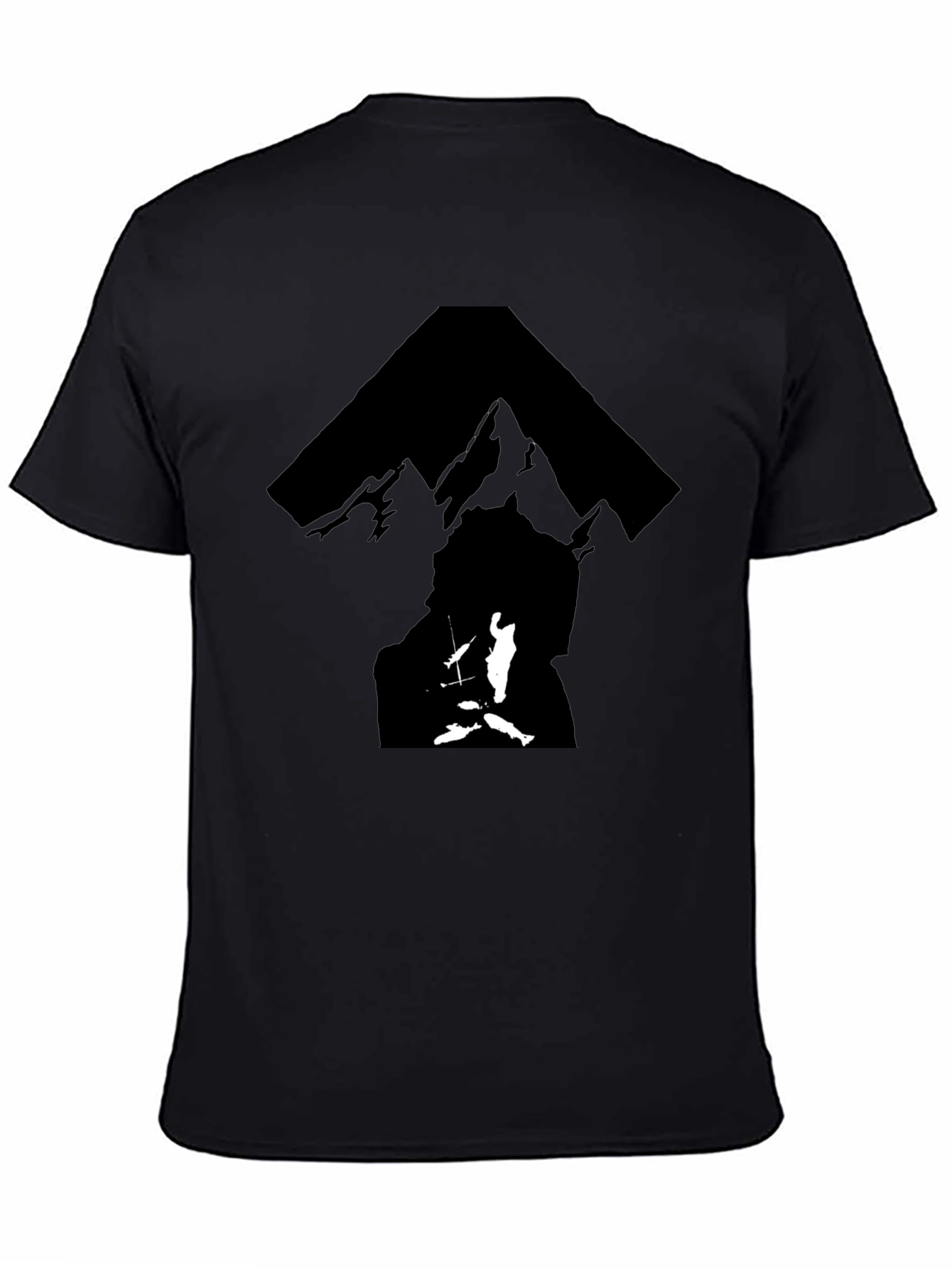 Black T-Shirt with Silhouette Mountain Graphic