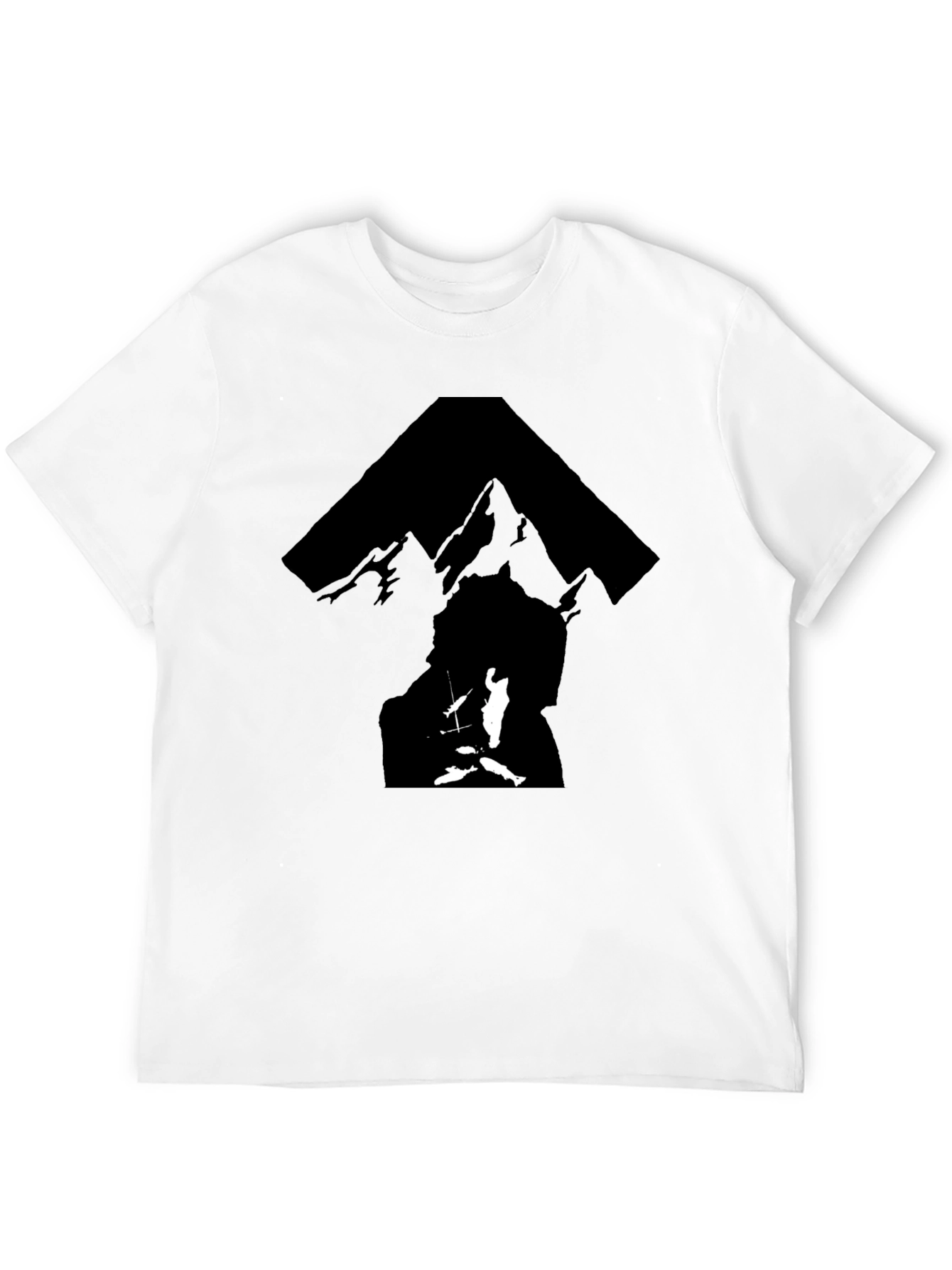 Black T-Shirt with Silhouette Mountain Graphic
