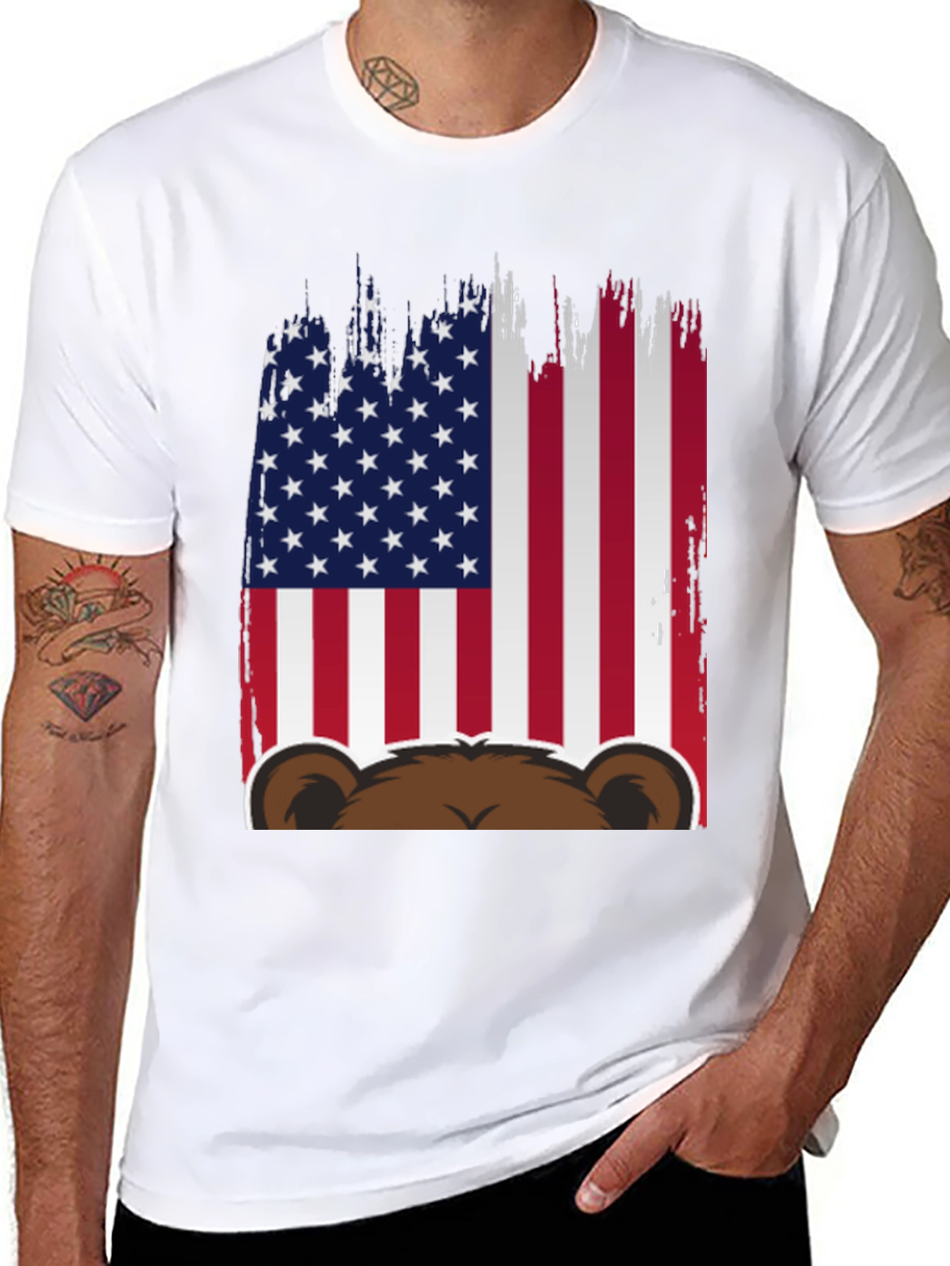 American Flag Bear Graphic Tee