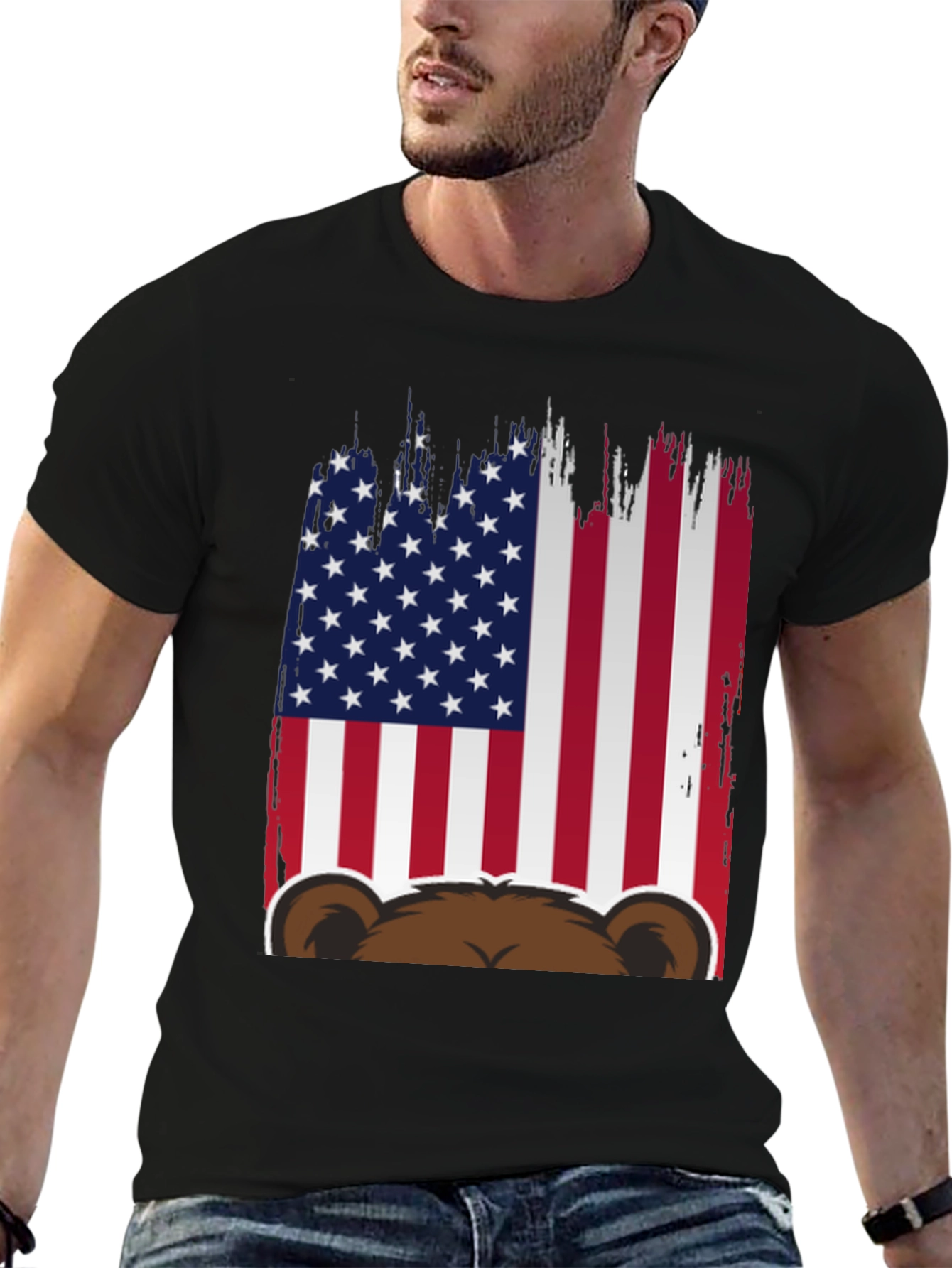 American Flag Bear Graphic Tee