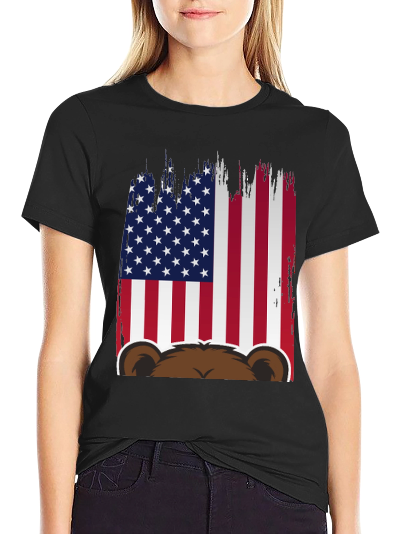 American Flag Bear Graphic Tee