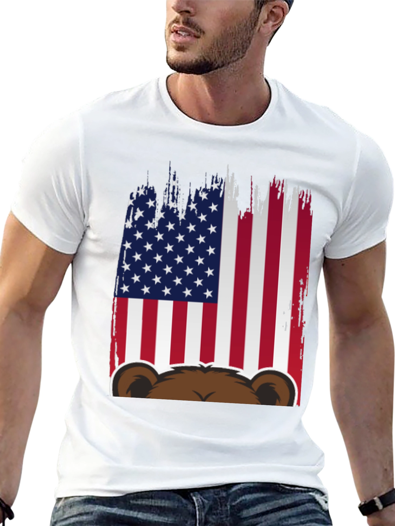 American Flag Bear Graphic Tee