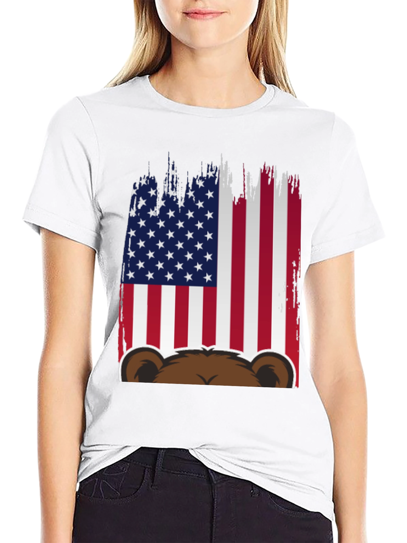 American Flag Bear Graphic Tee