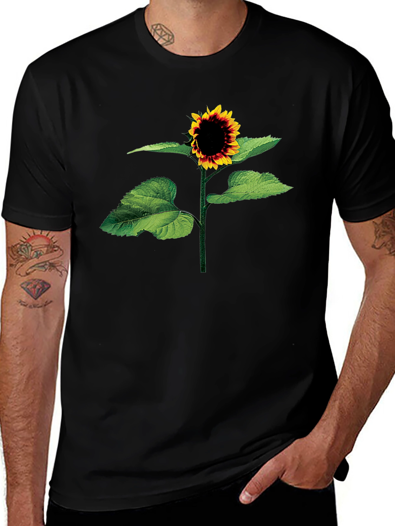 Sunflower Graphic Tee - Stylish Black T-Shirt
