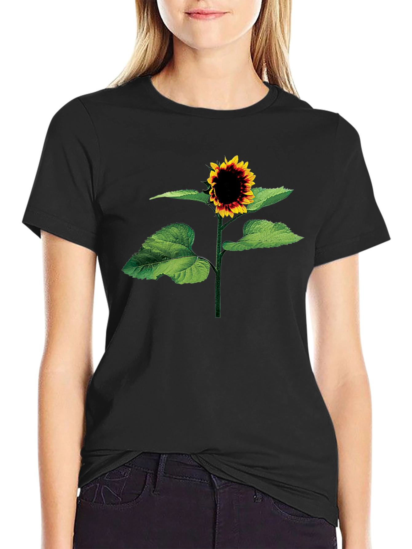 Sunflower Graphic Tee - Stylish Black T-Shirt