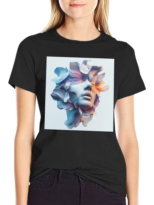 Floral Face Graphic Tee - Modern Art T-Shirt