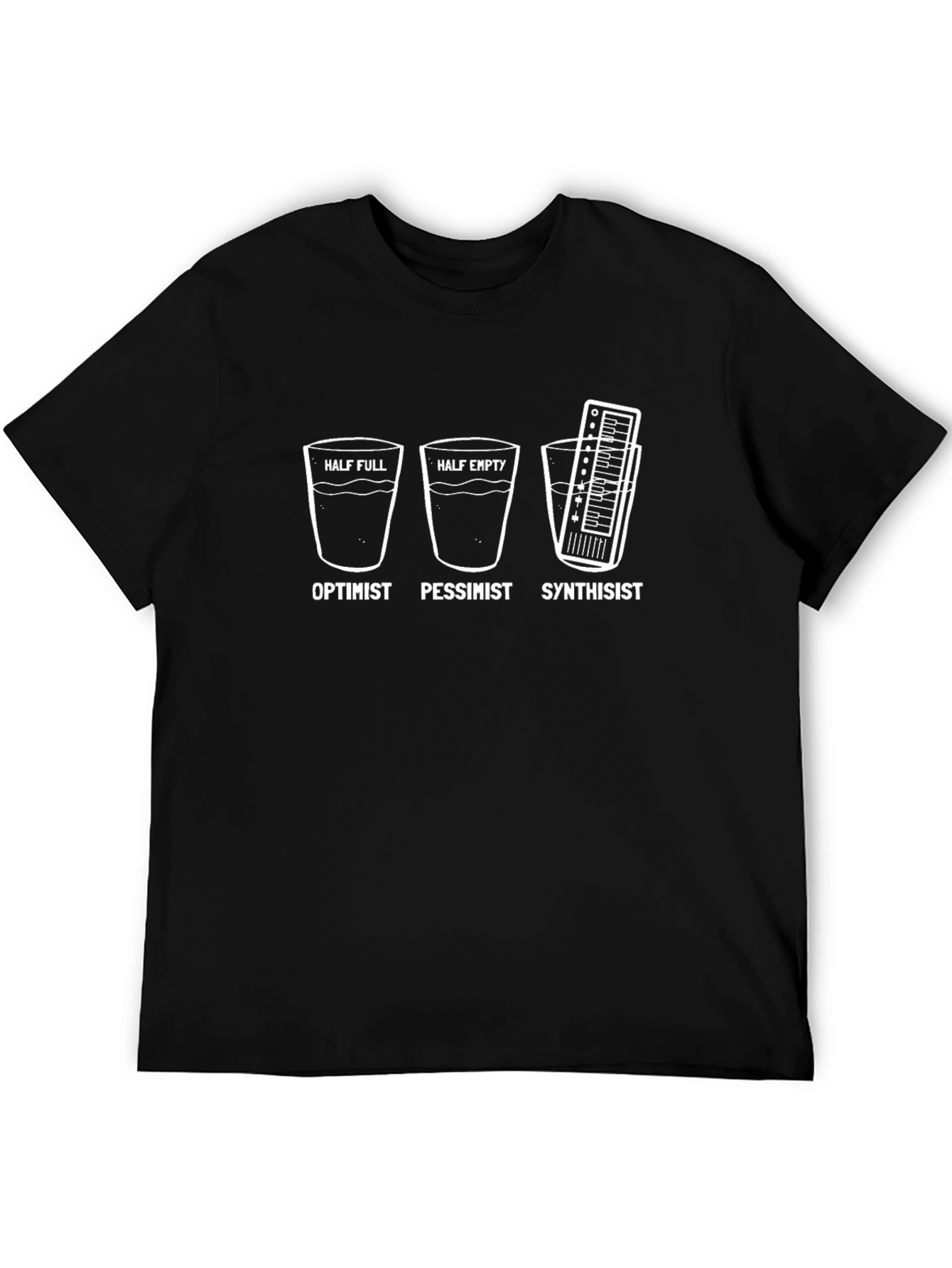 Optimist Pessimist Synth T-Shirt - Humorous Design