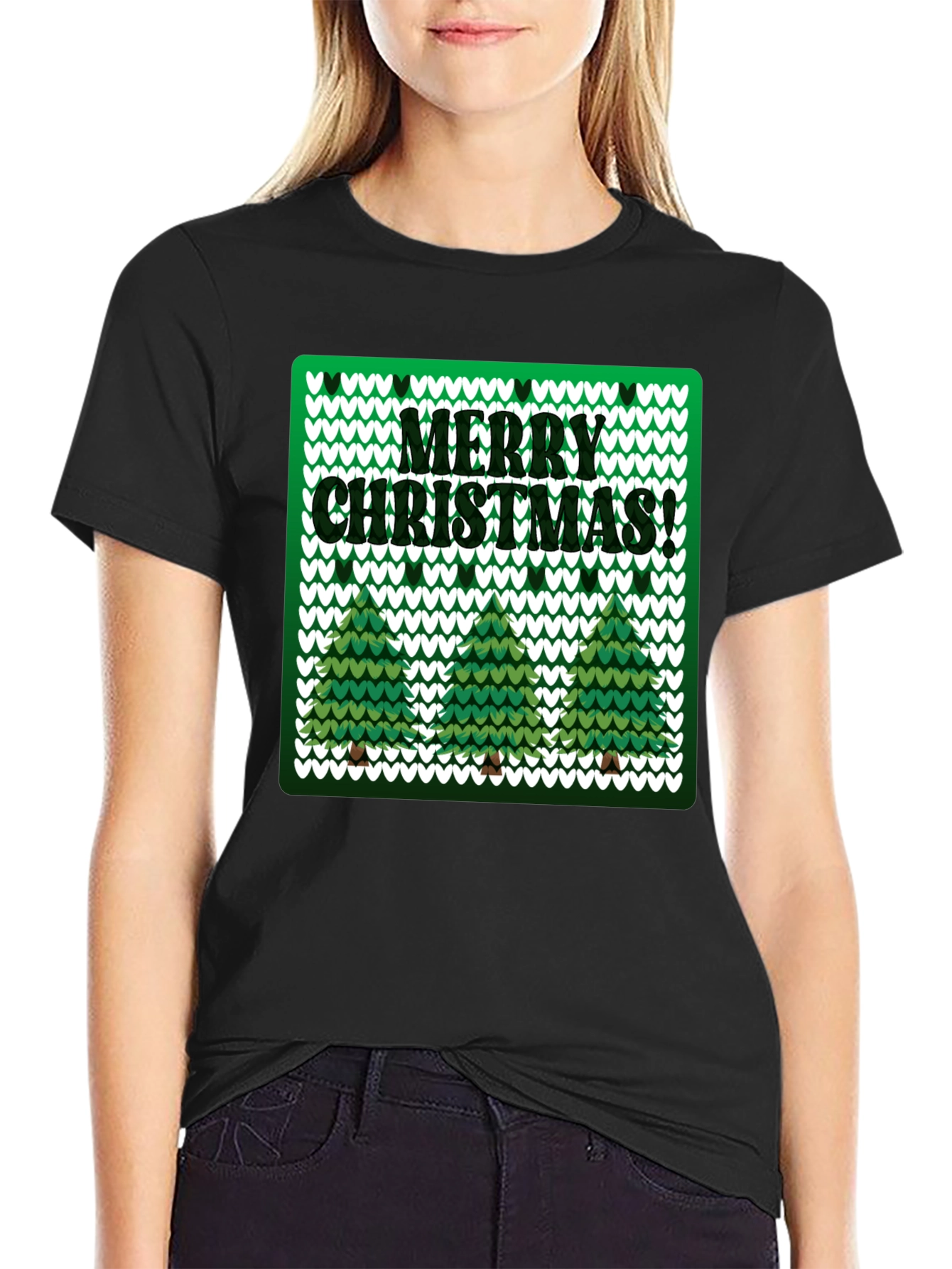 Merry Christmas Tree Knitted T-Shirt