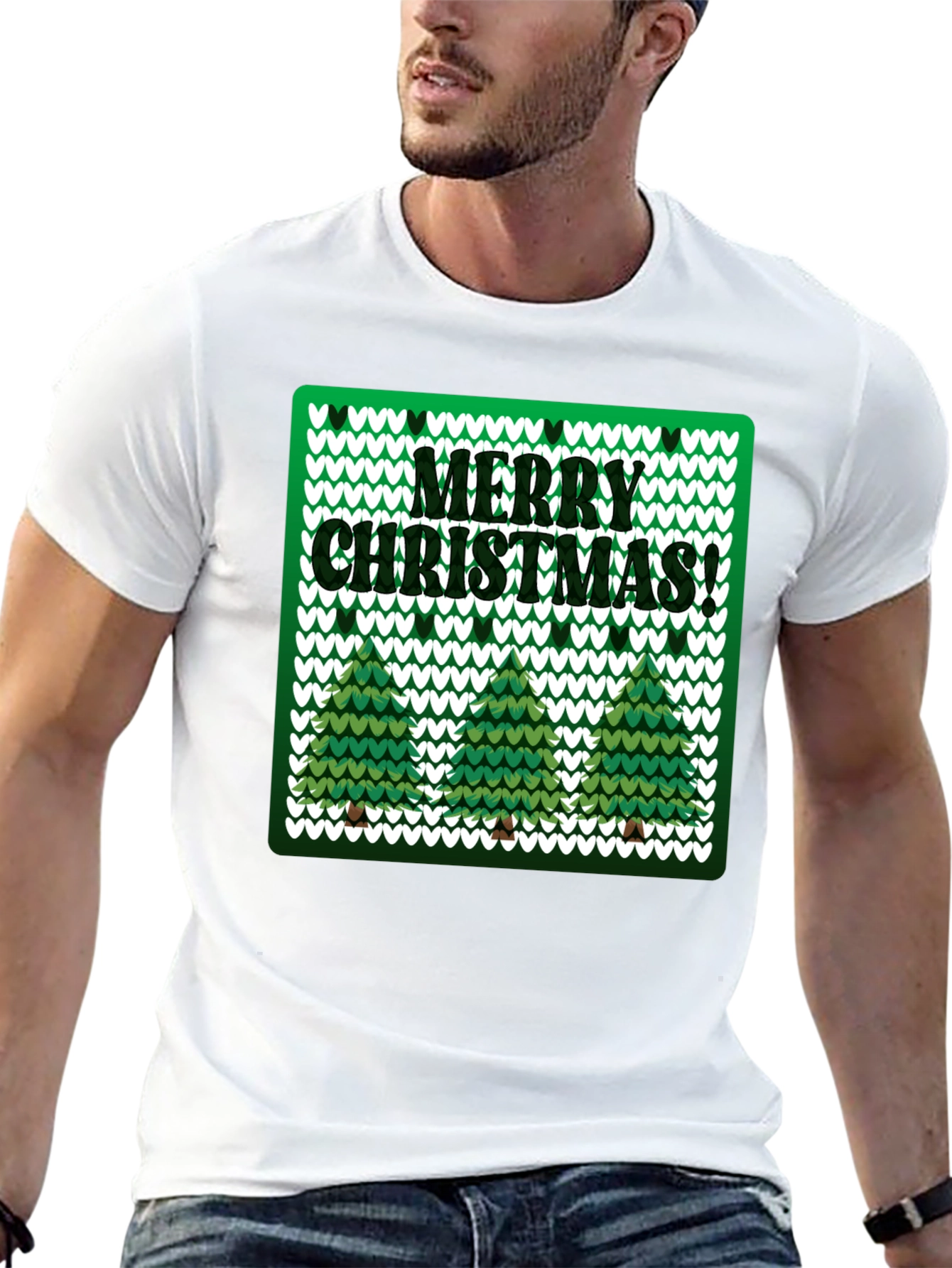 Merry Christmas Tree Knitted T-Shirt