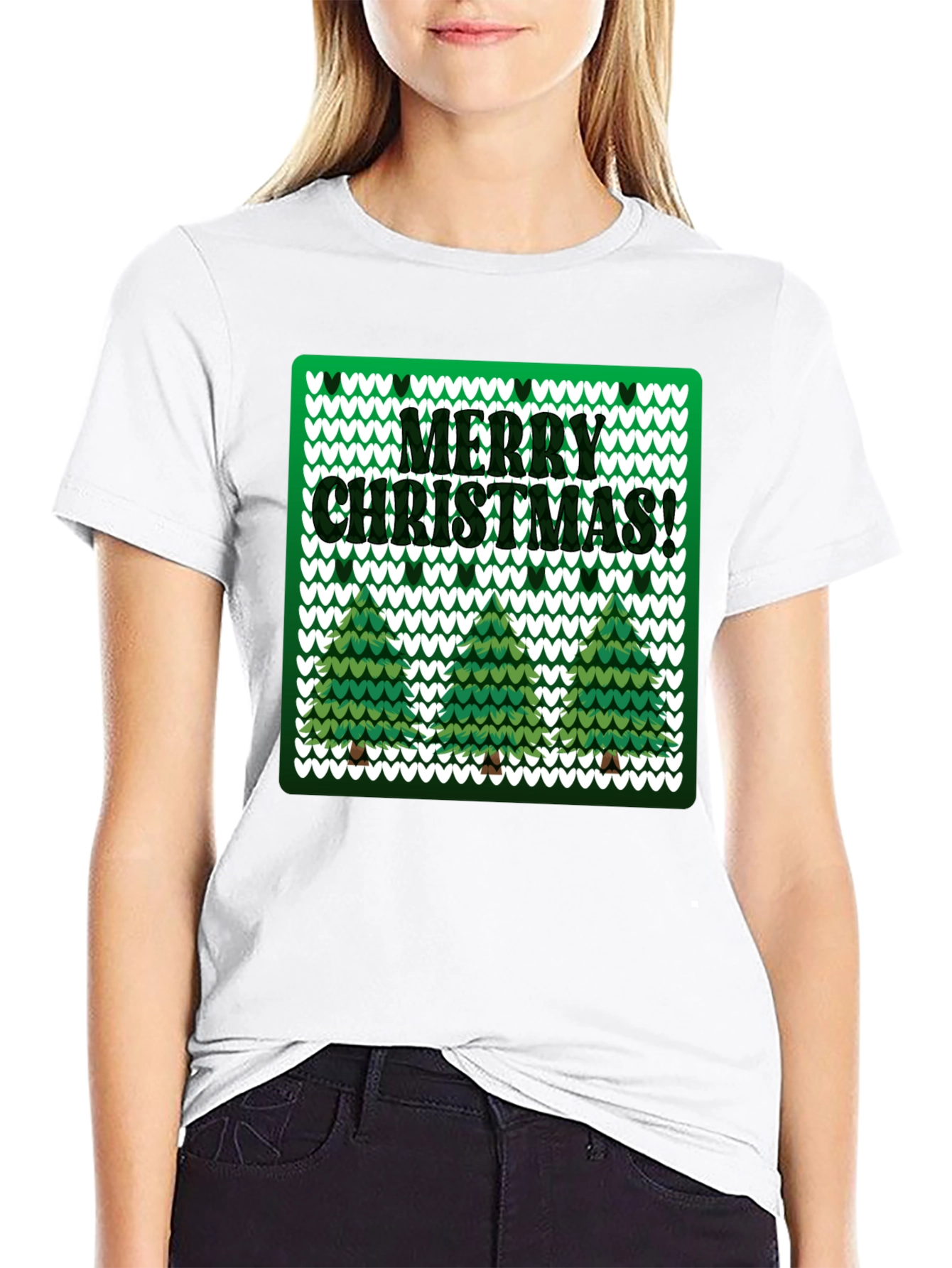 Merry Christmas Tree Knitted T-Shirt