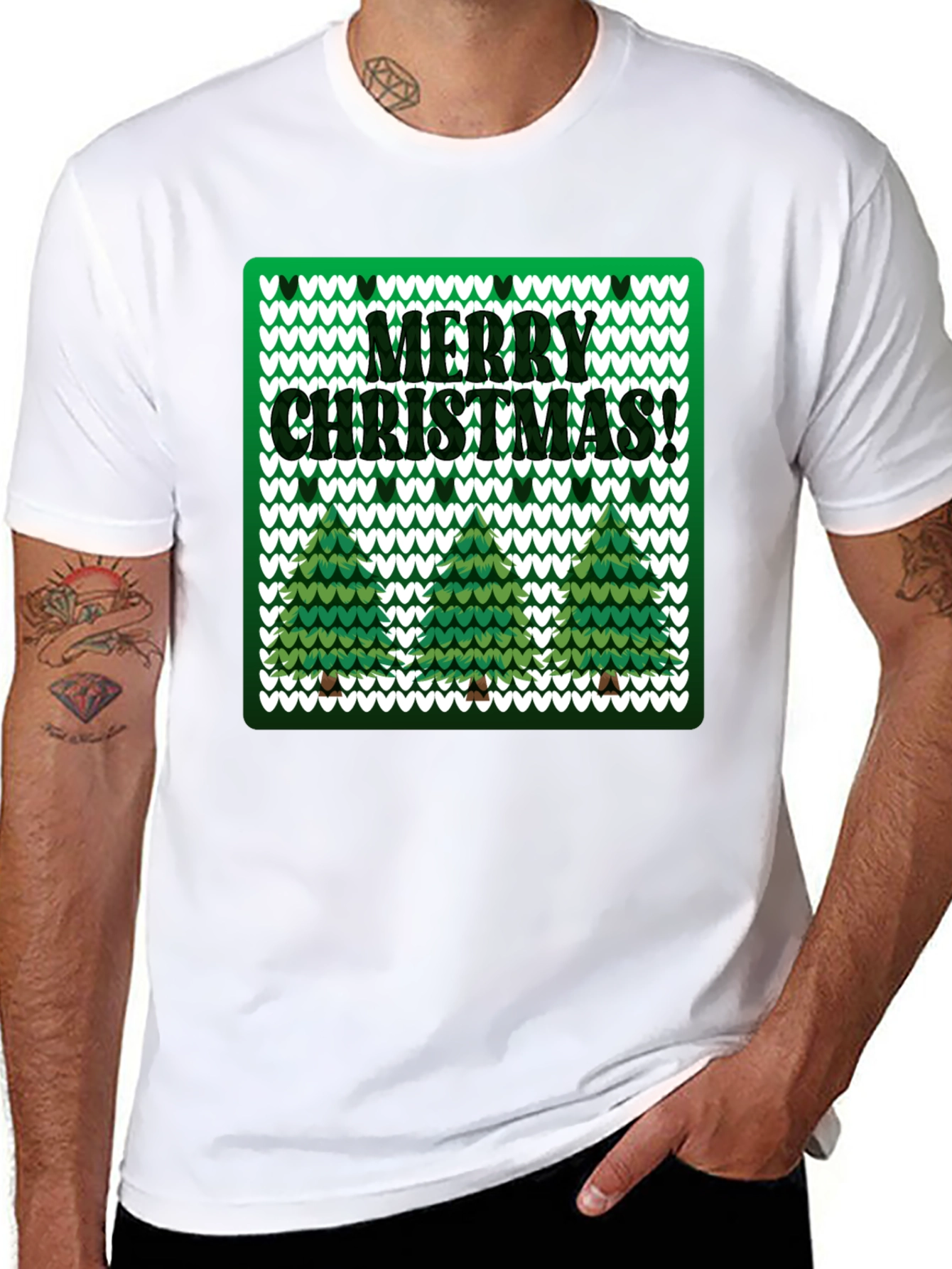 Merry Christmas Tree Knitted T-Shirt