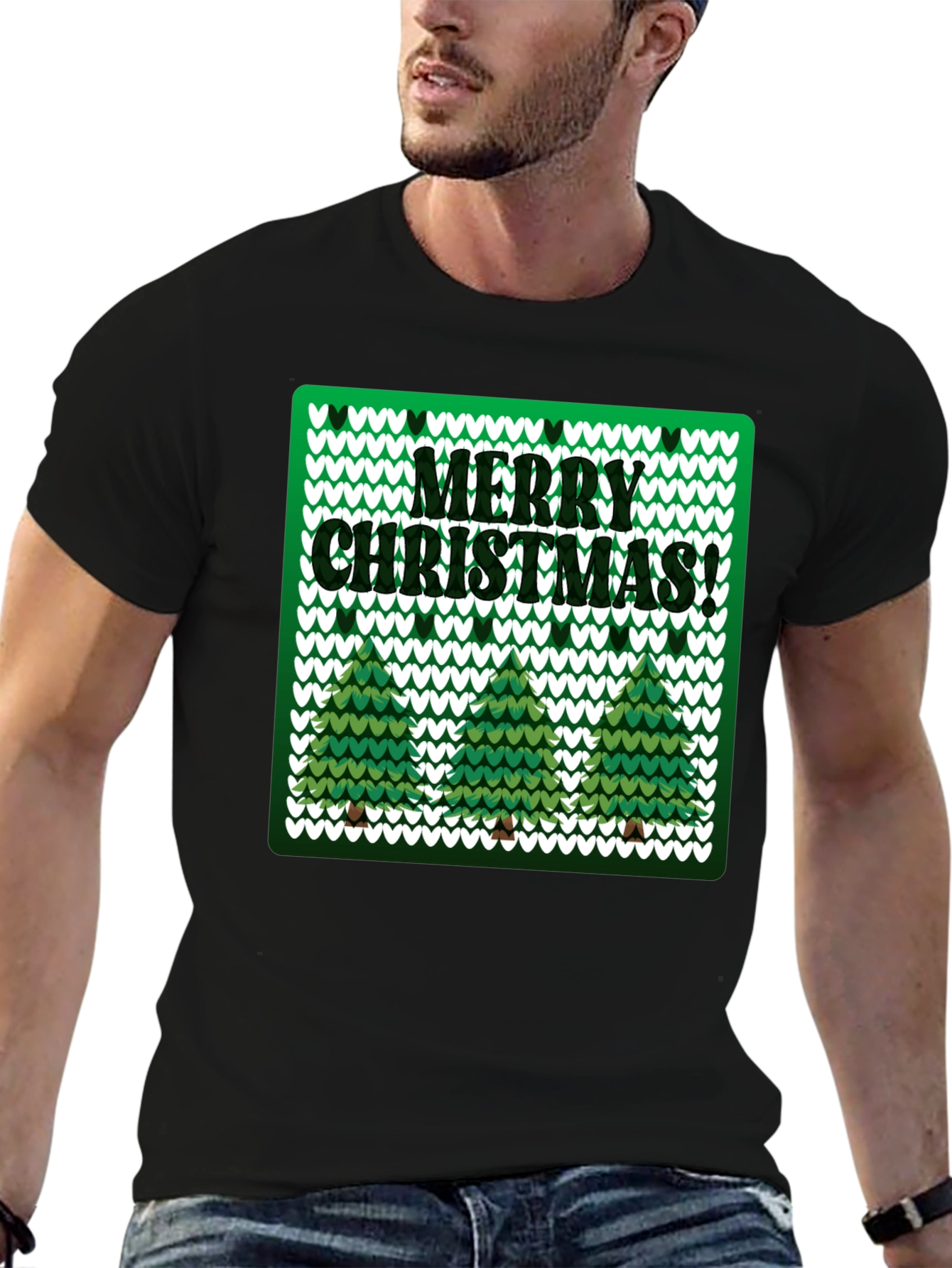 Merry Christmas Tree Knitted T-Shirt