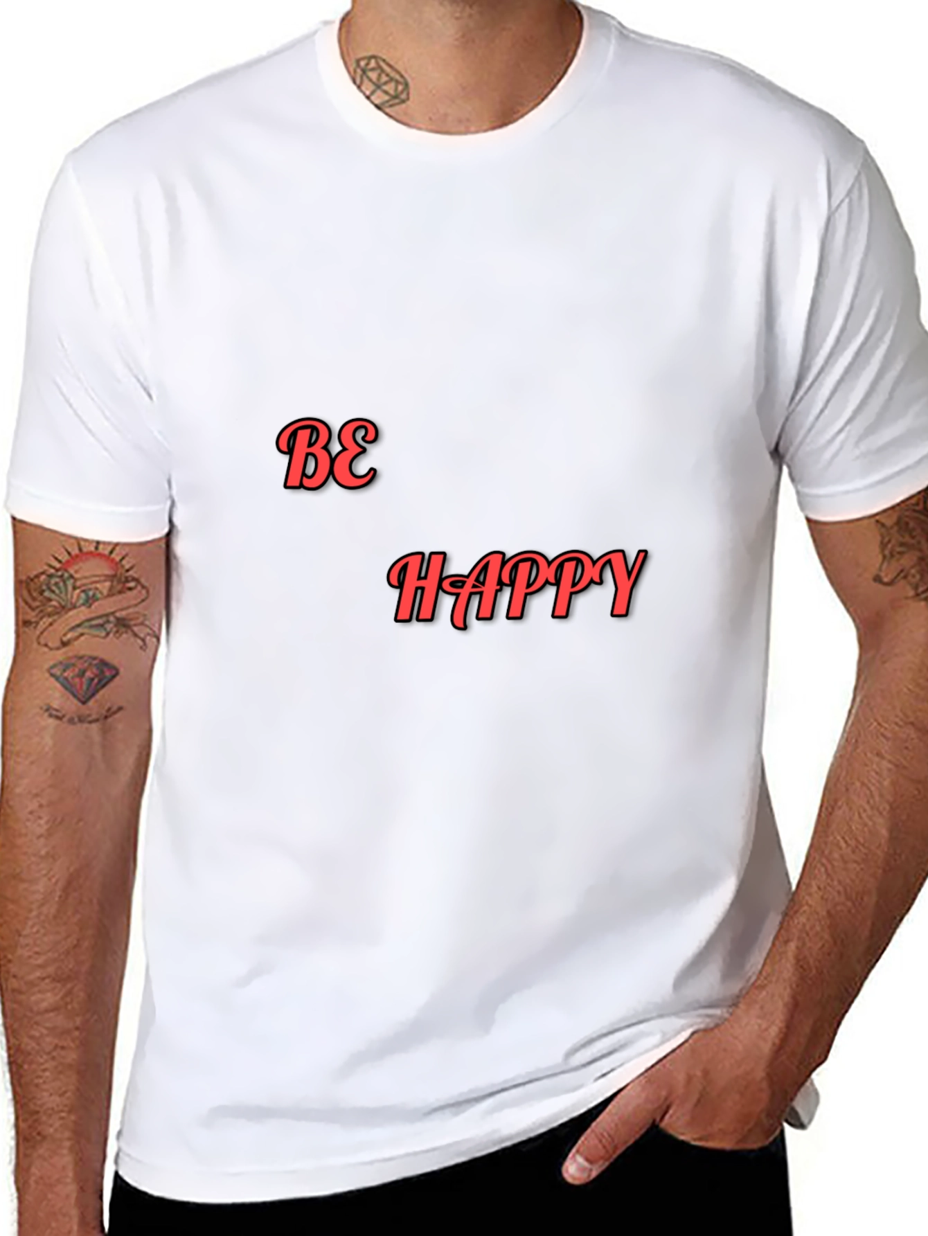 Be Happy Graphic Black T-Shirt