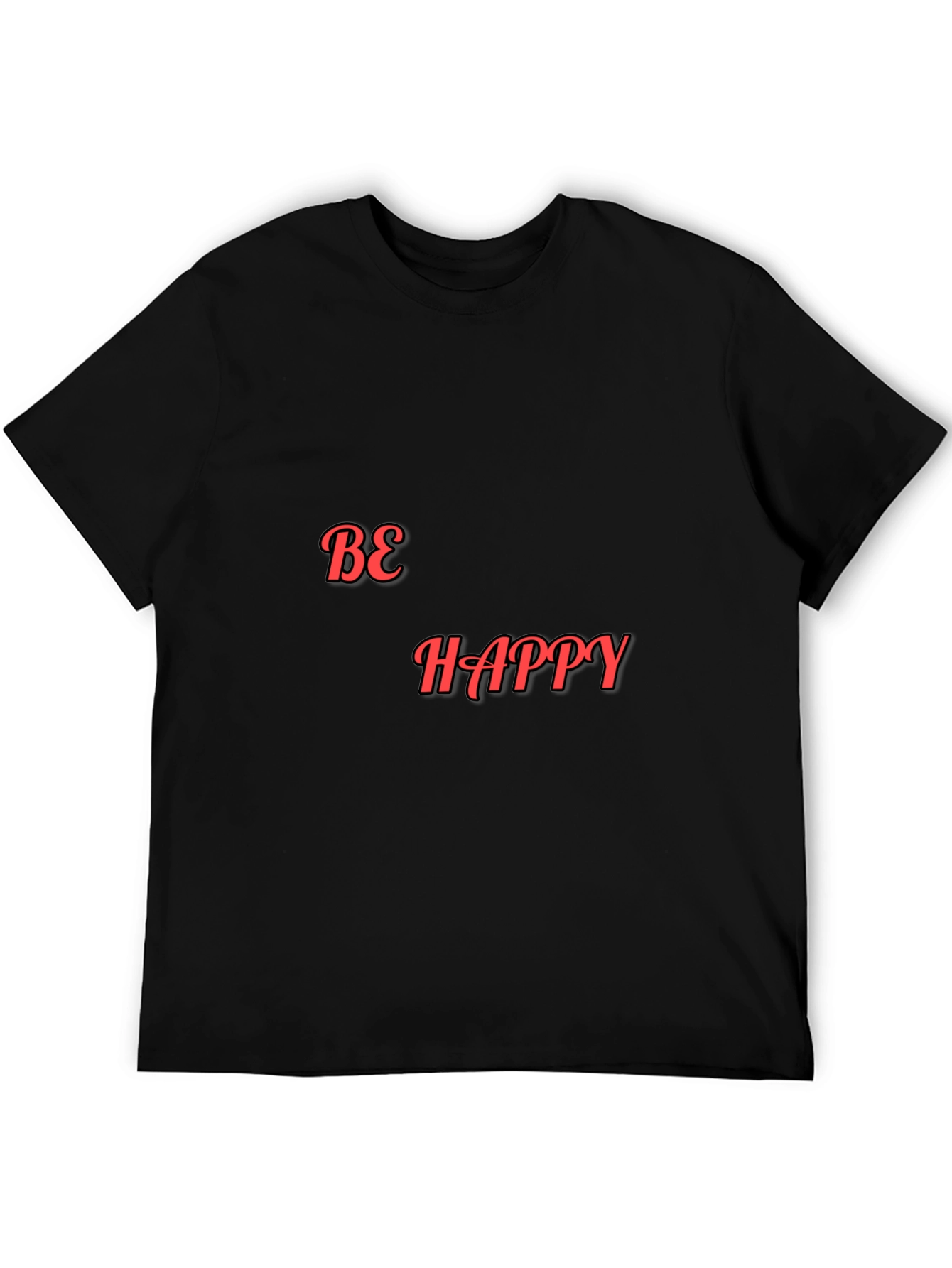 Be Happy Graphic Black T-Shirt