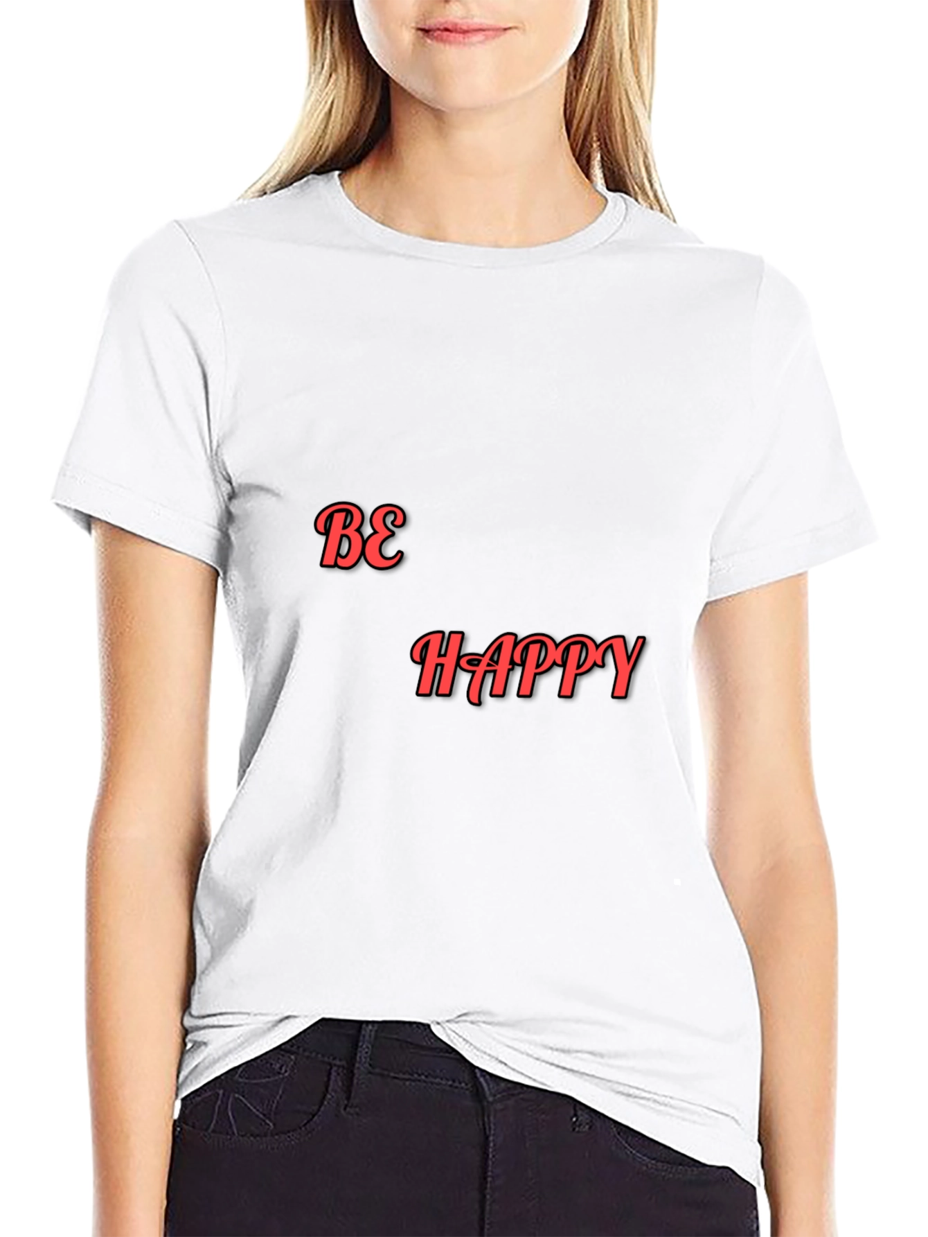 Be Happy Graphic Black T-Shirt