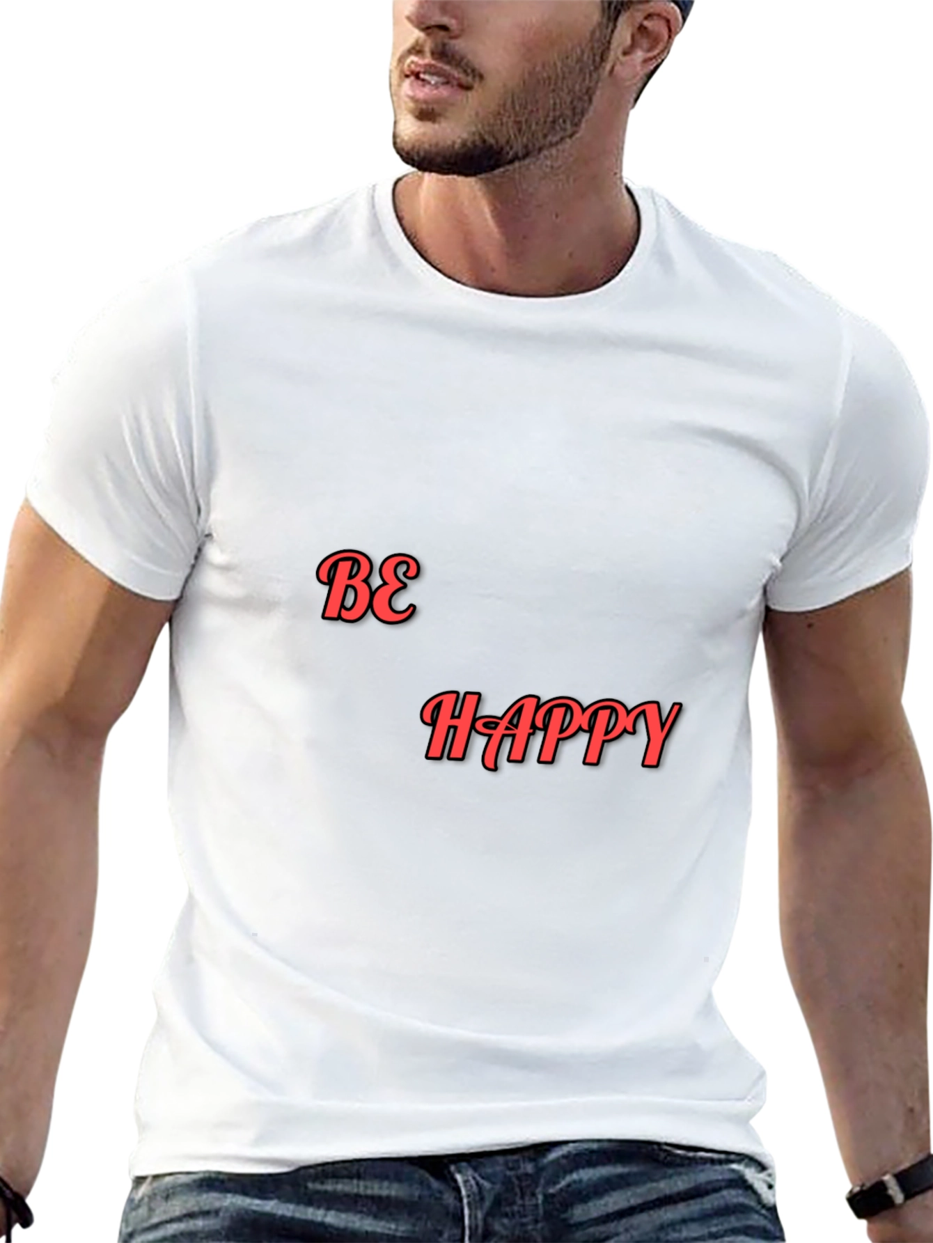 Be Happy Graphic Black T-Shirt