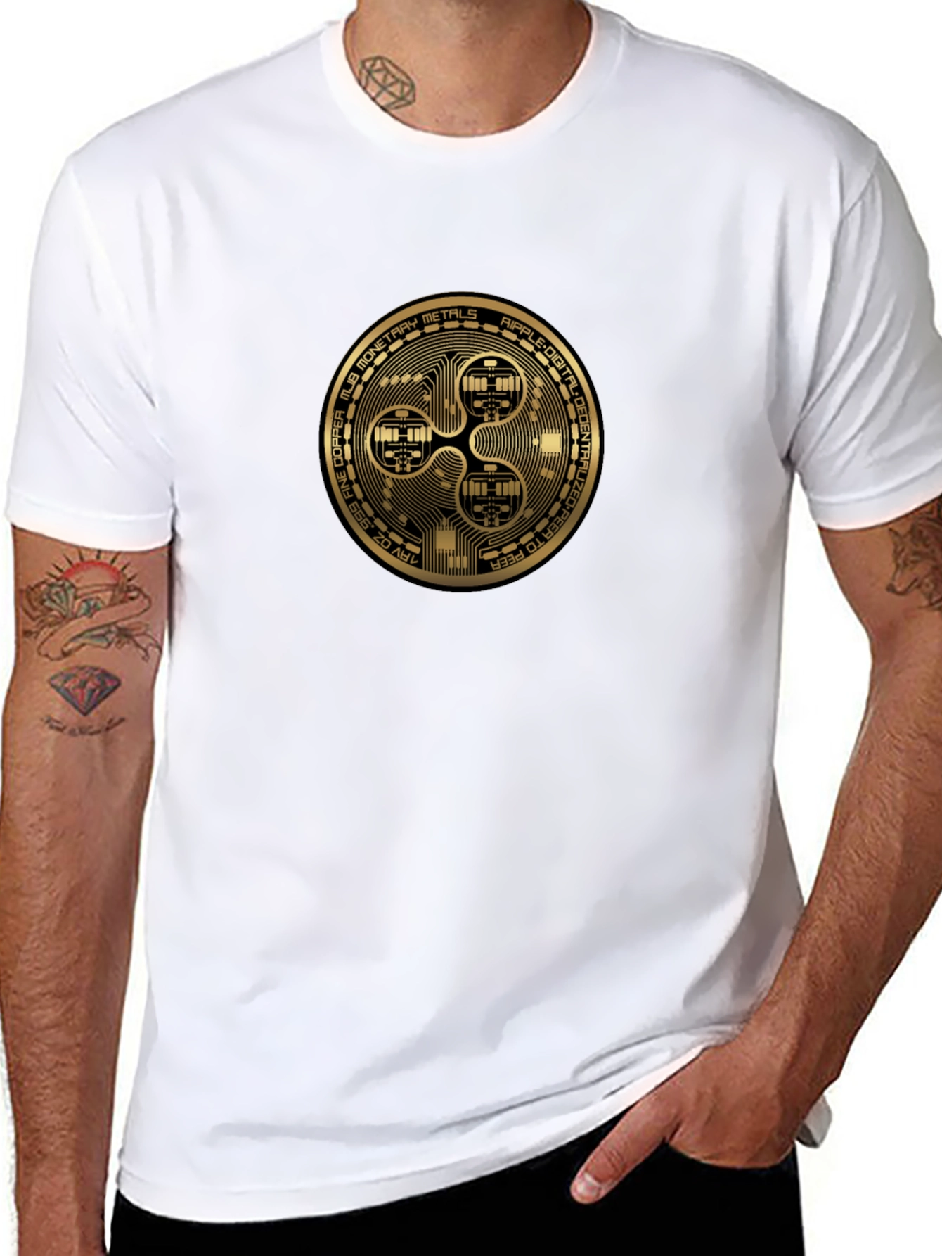 Ripple XRP Crypto Gold Coin Black T-Shirt