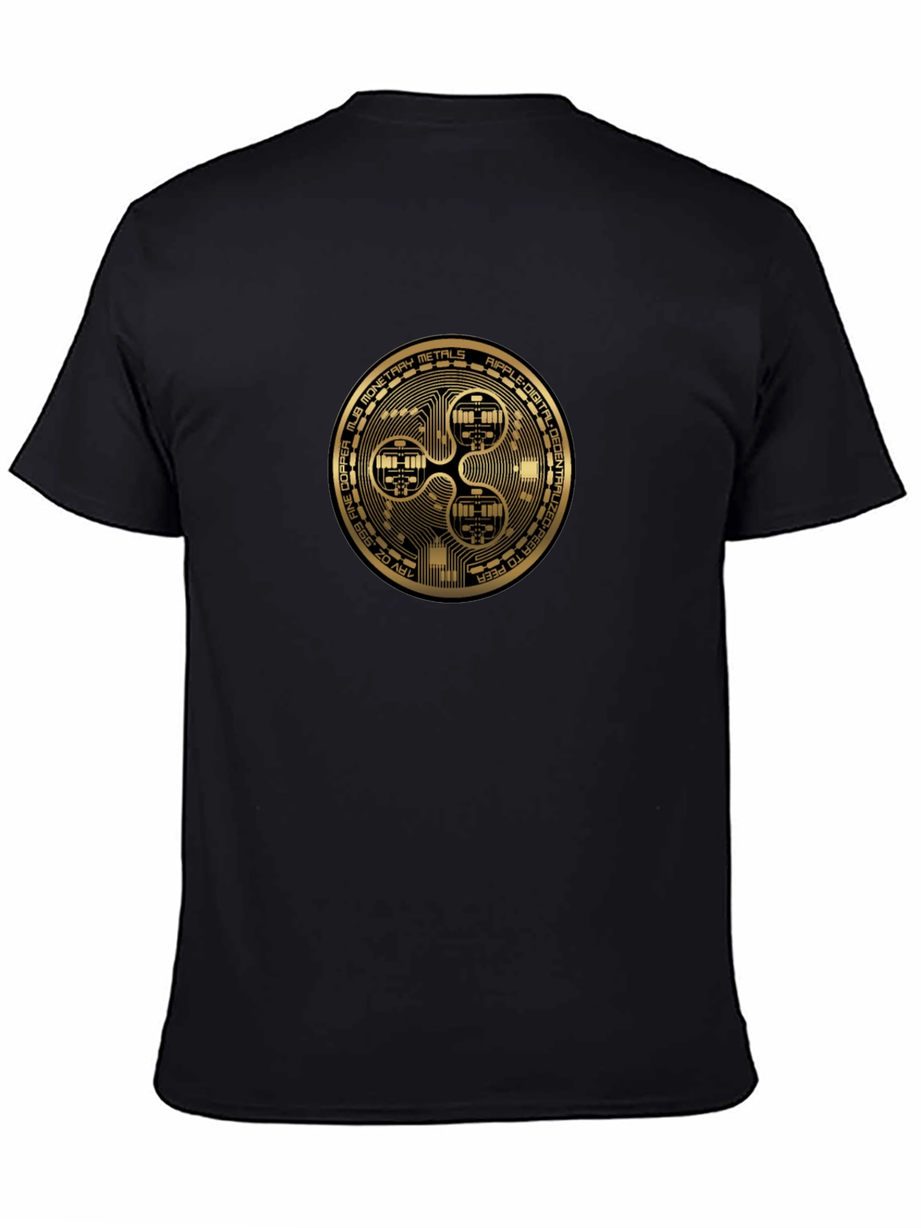 Ripple XRP Crypto Gold Coin Black T-Shirt