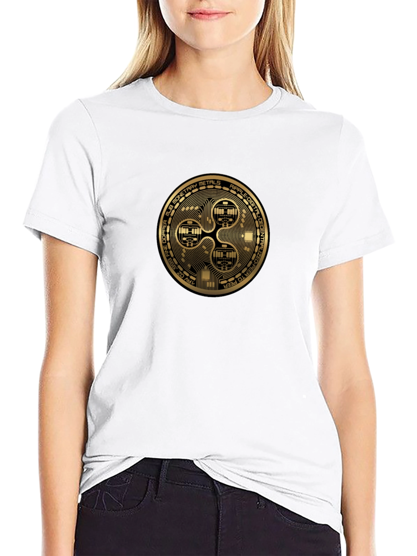 Ripple XRP Crypto Gold Coin Black T-Shirt