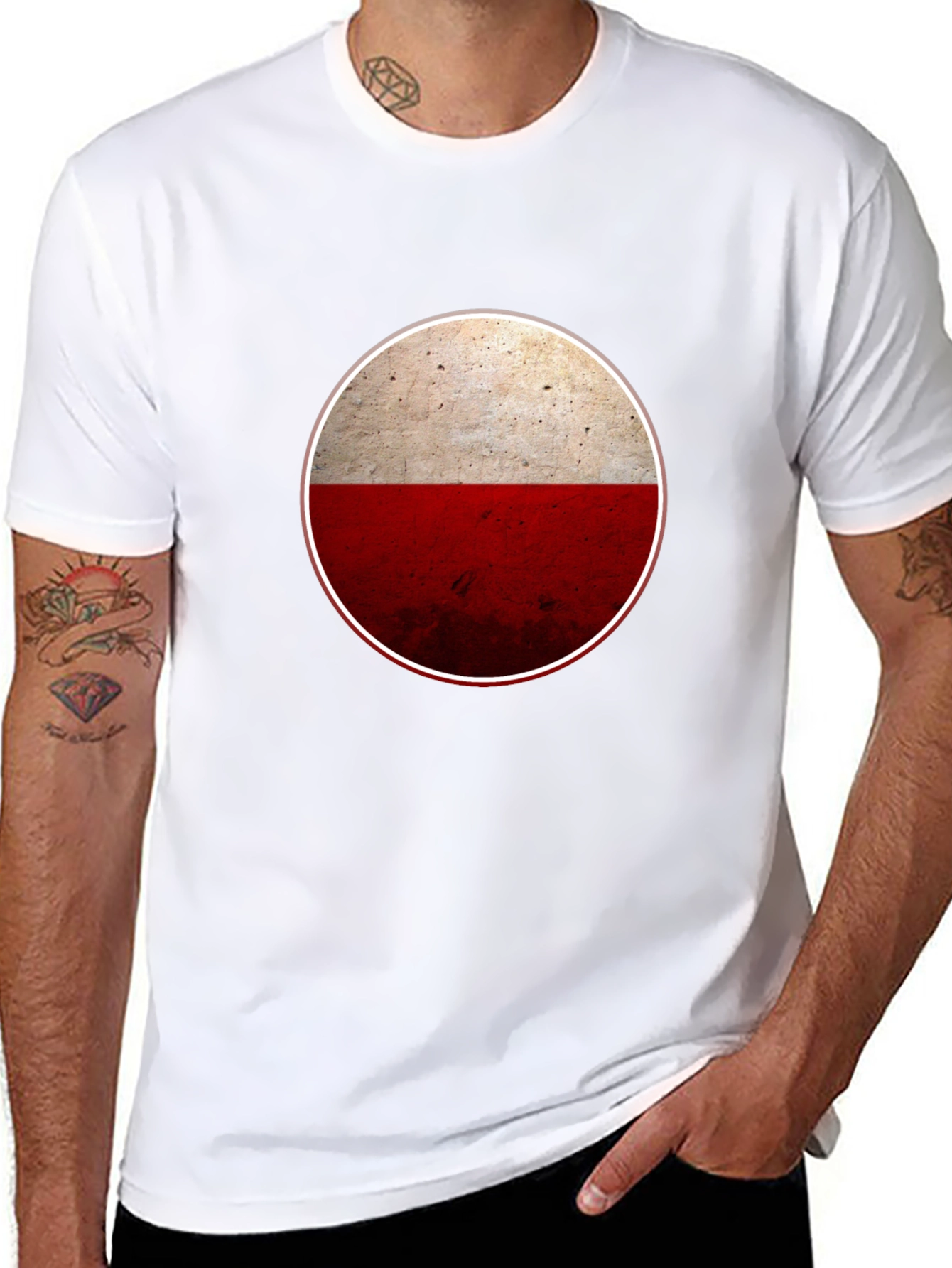 Poland Flag Circle Graphic Tee - Casual Style