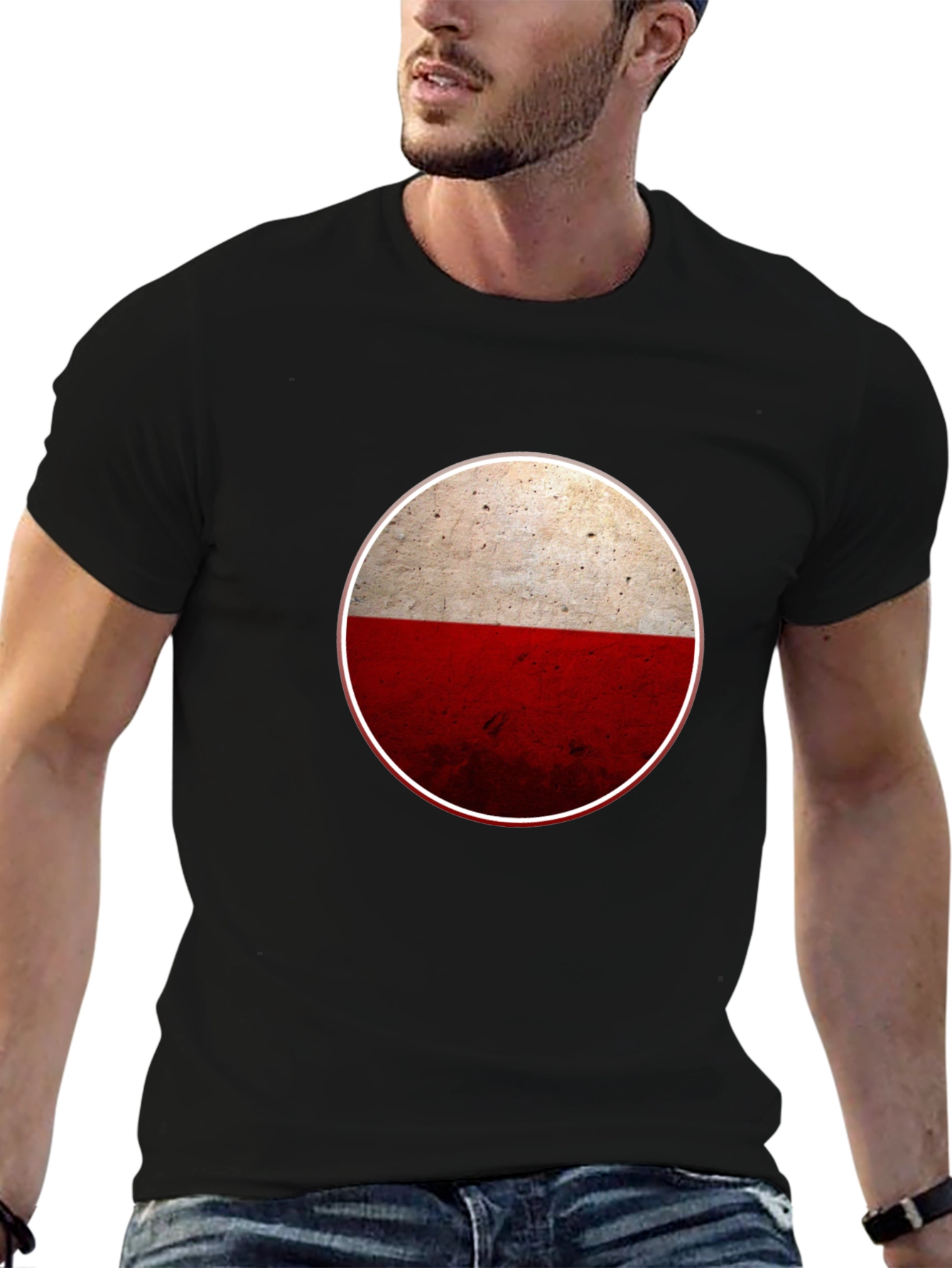 Poland Flag Circle Graphic Tee - Casual Style