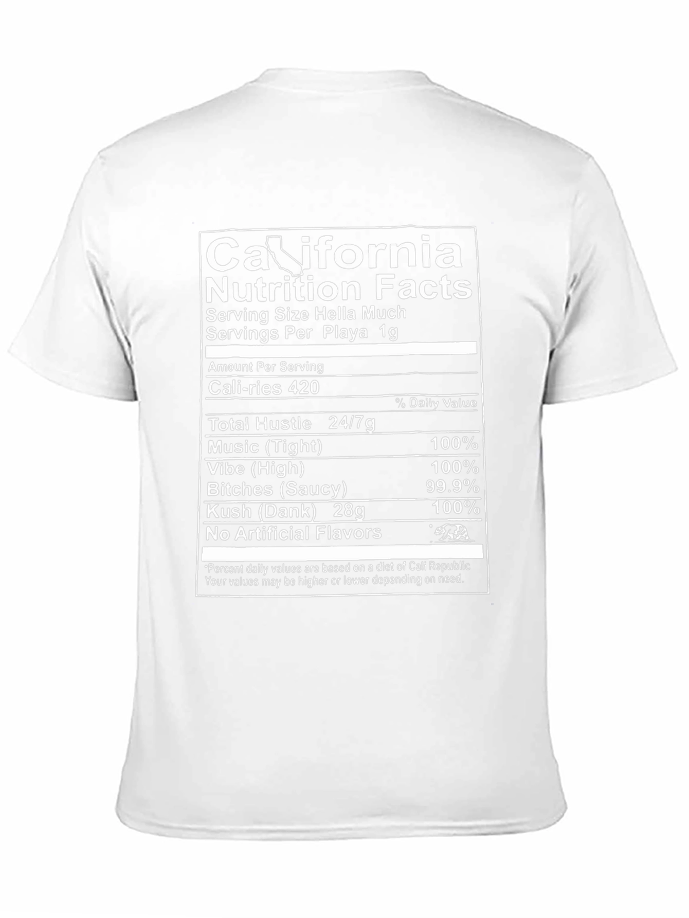 California Nutrition Facts Novelty T-Shirt