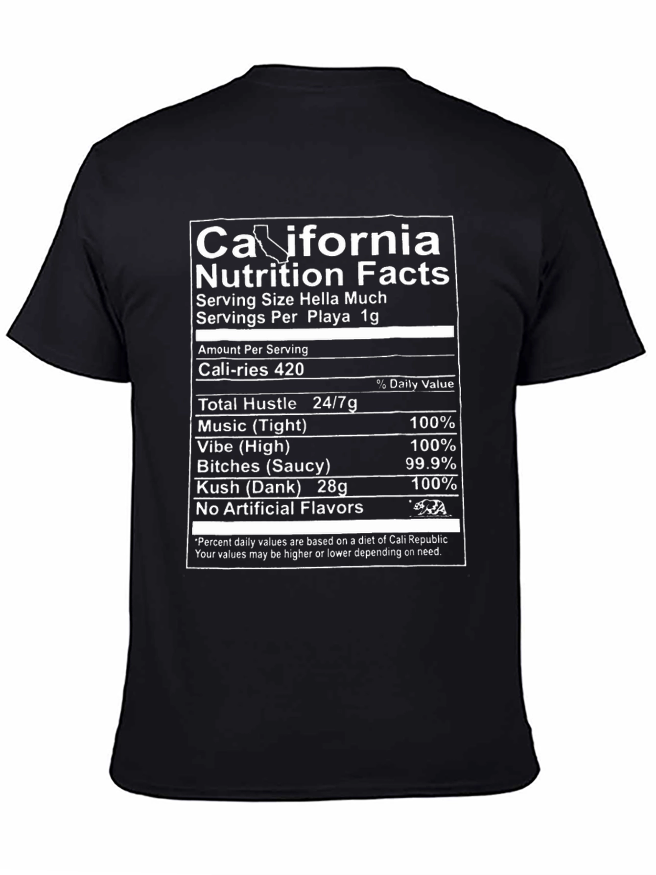 California Nutrition Facts Novelty T-Shirt