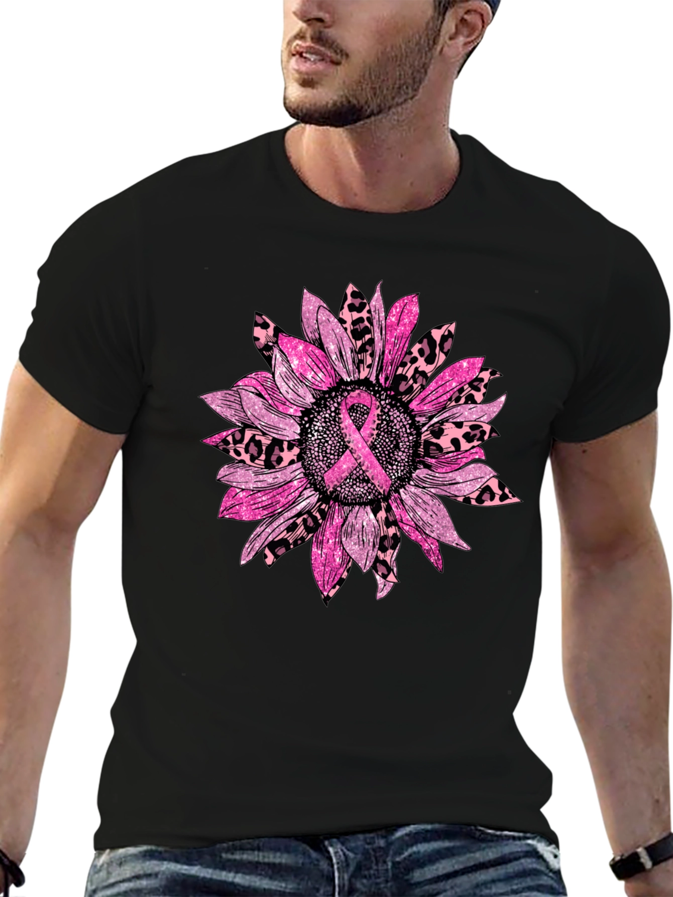 Breast Cancer Awareness Sunflower Graphic T-Shirt