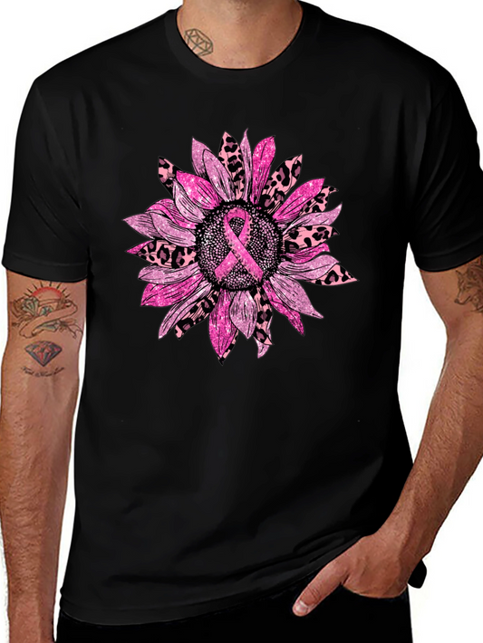 Breast Cancer Awareness Sunflower Graphic T-Shirt