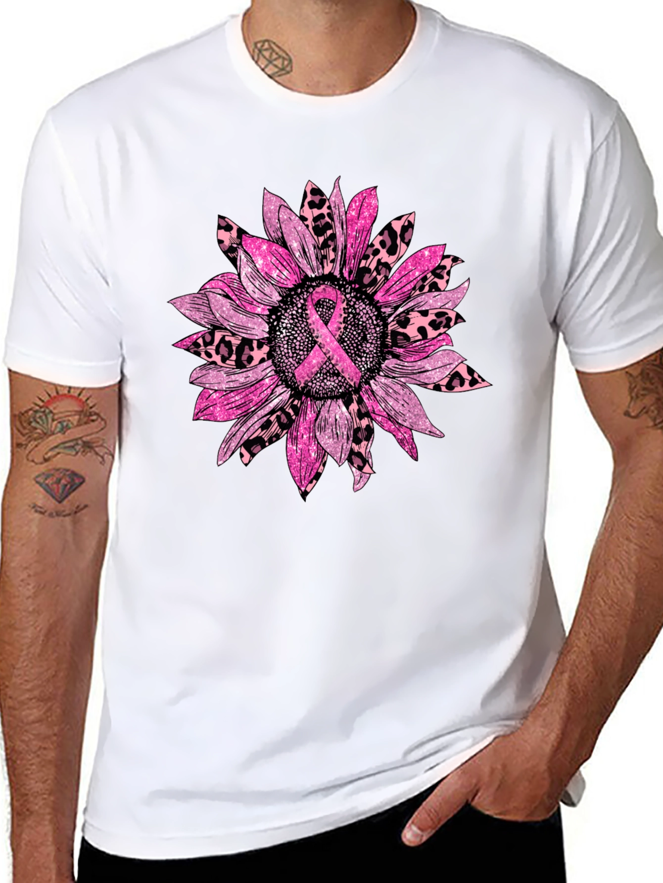 Breast Cancer Awareness Sunflower Graphic T-Shirt