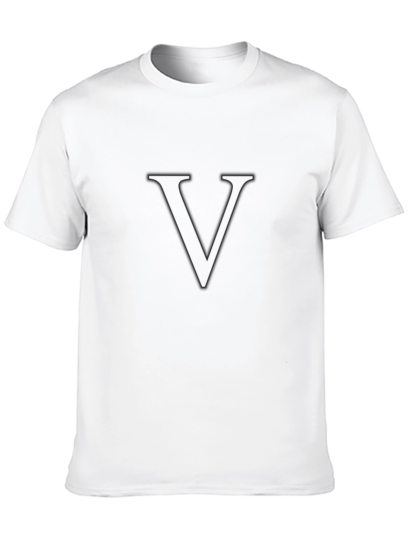 Minimalist Black T-Shirt with Letter V Design