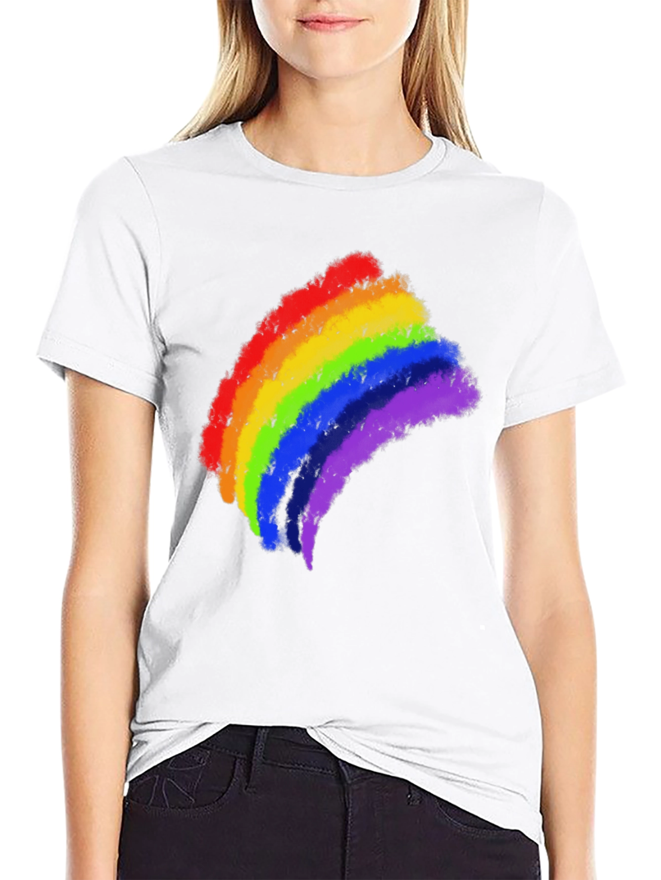 Rainbow Pride Brushstroke Black T-Shirt
