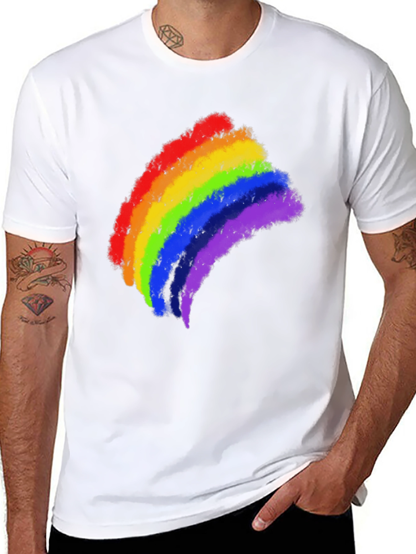 Rainbow Pride Brushstroke Black T-Shirt