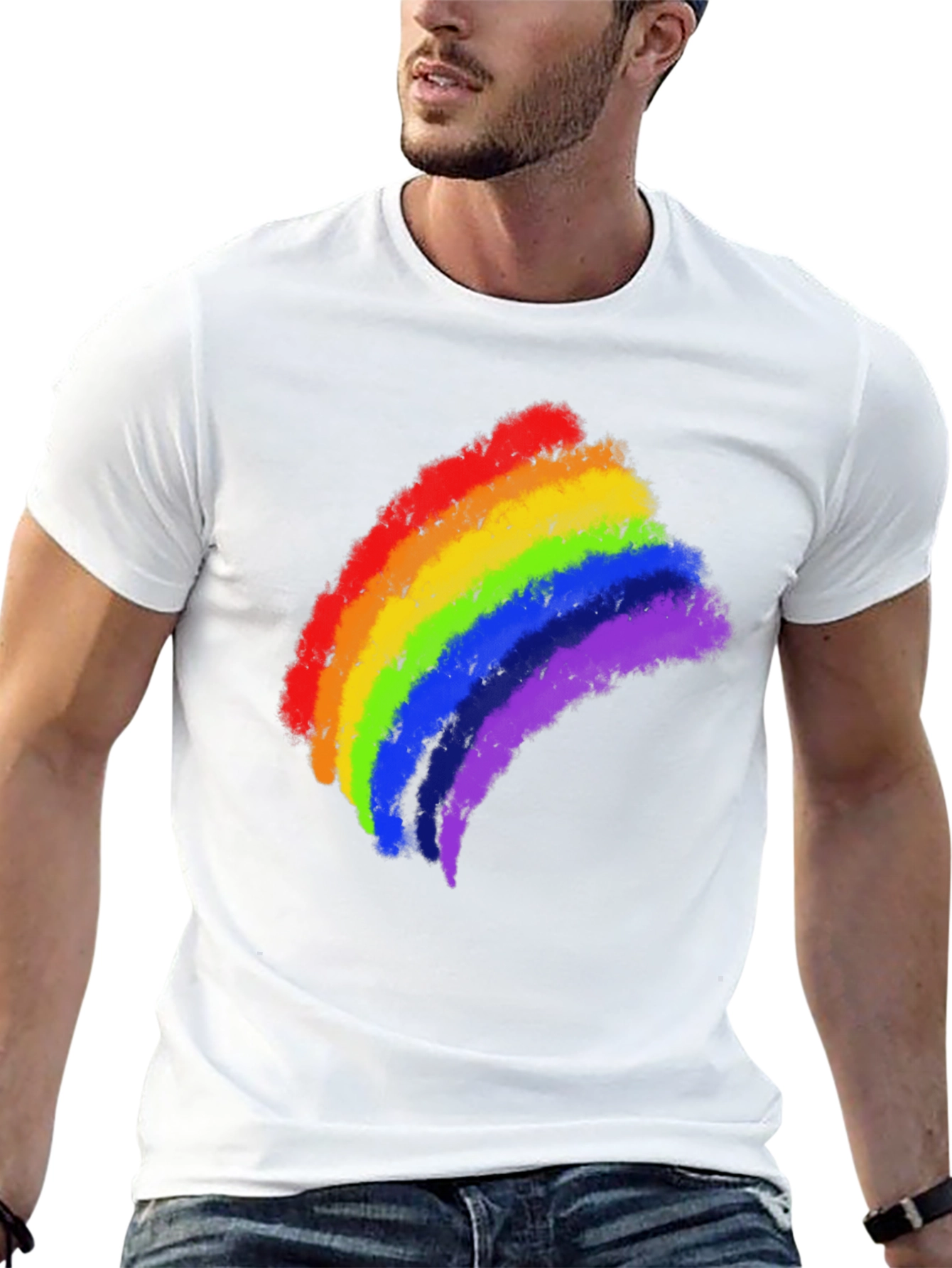 Rainbow Pride Brushstroke Black T-Shirt