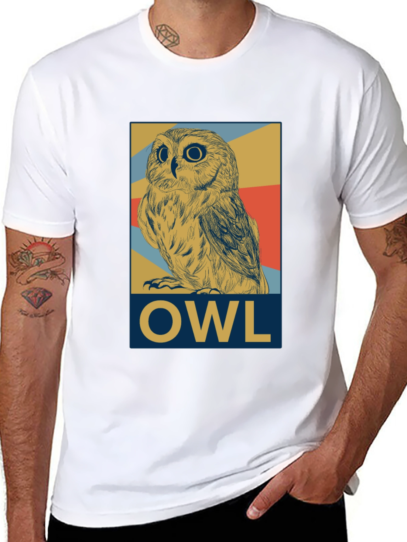 Owl Graphic Print Tee - Mens Black T-Shirt