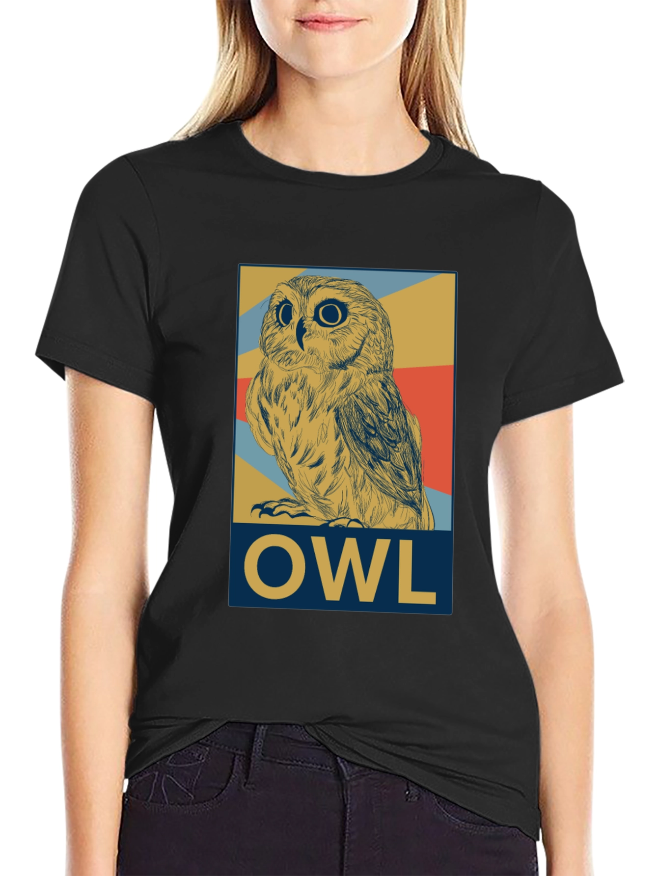 Owl Graphic Print Tee - Mens Black T-Shirt
