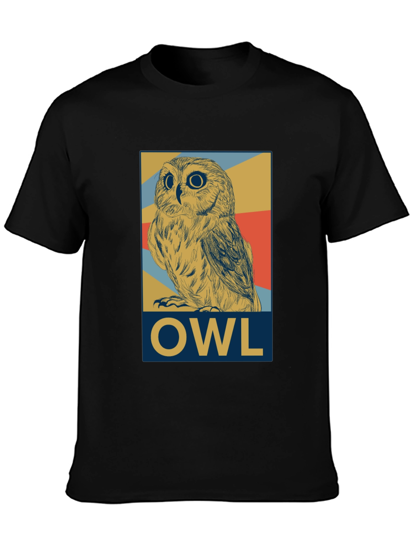Owl Graphic Print Tee - Mens Black T-Shirt
