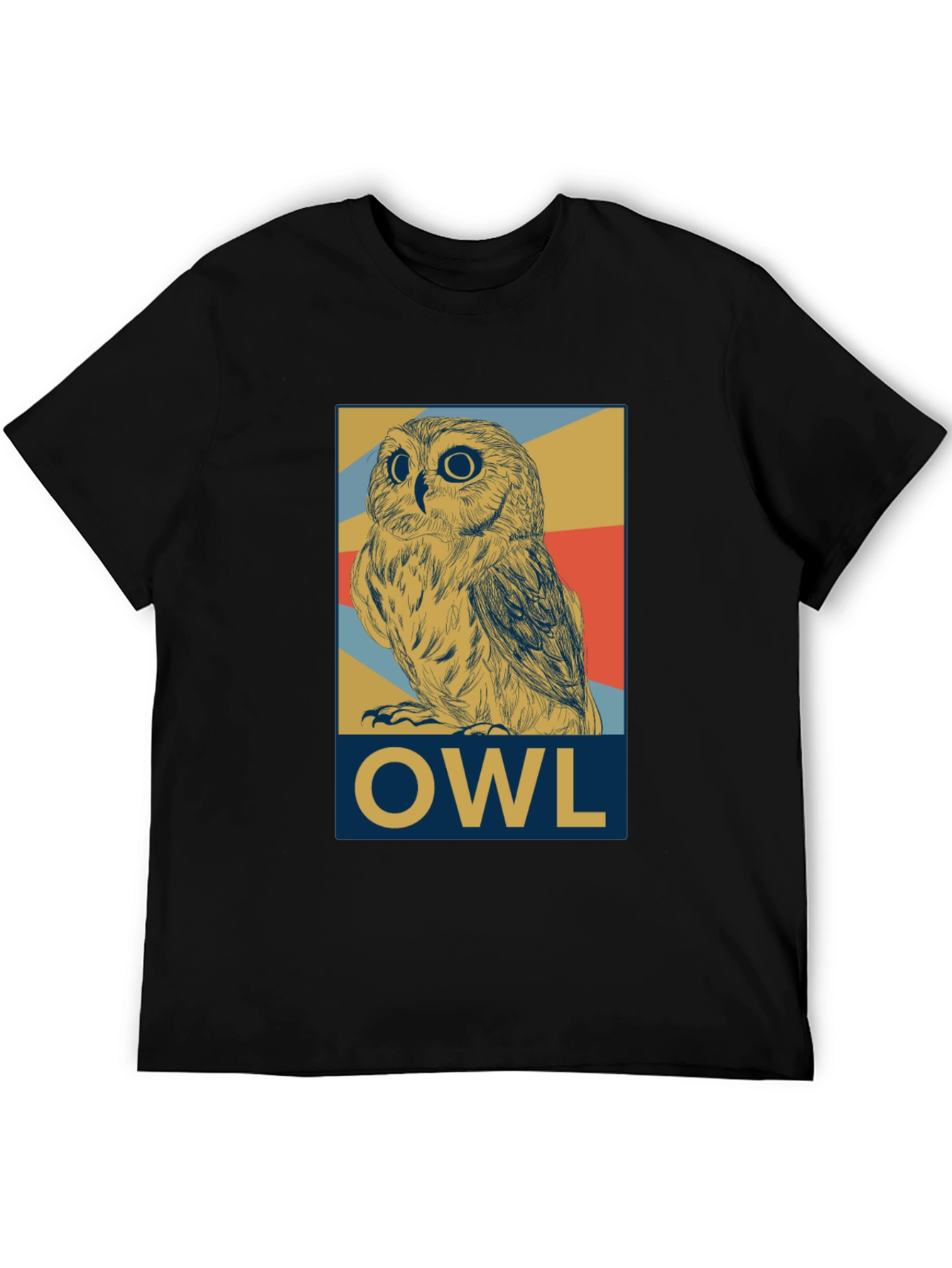 Owl Graphic Print Tee - Mens Black T-Shirt