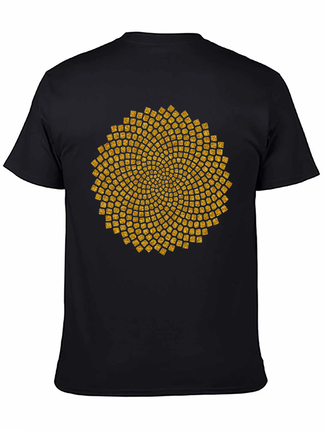 Geometric Gold Pattern Black T-Shirt