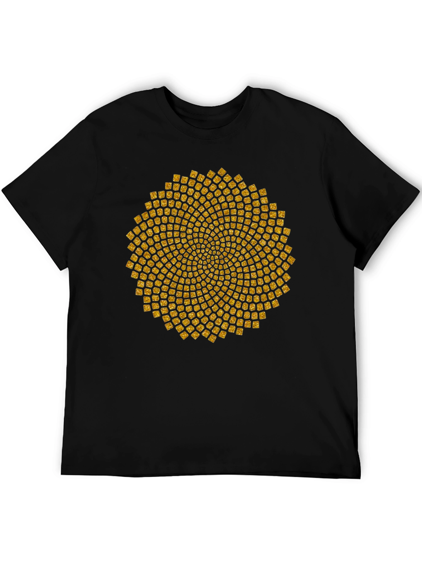 Geometric Gold Pattern Black T-Shirt