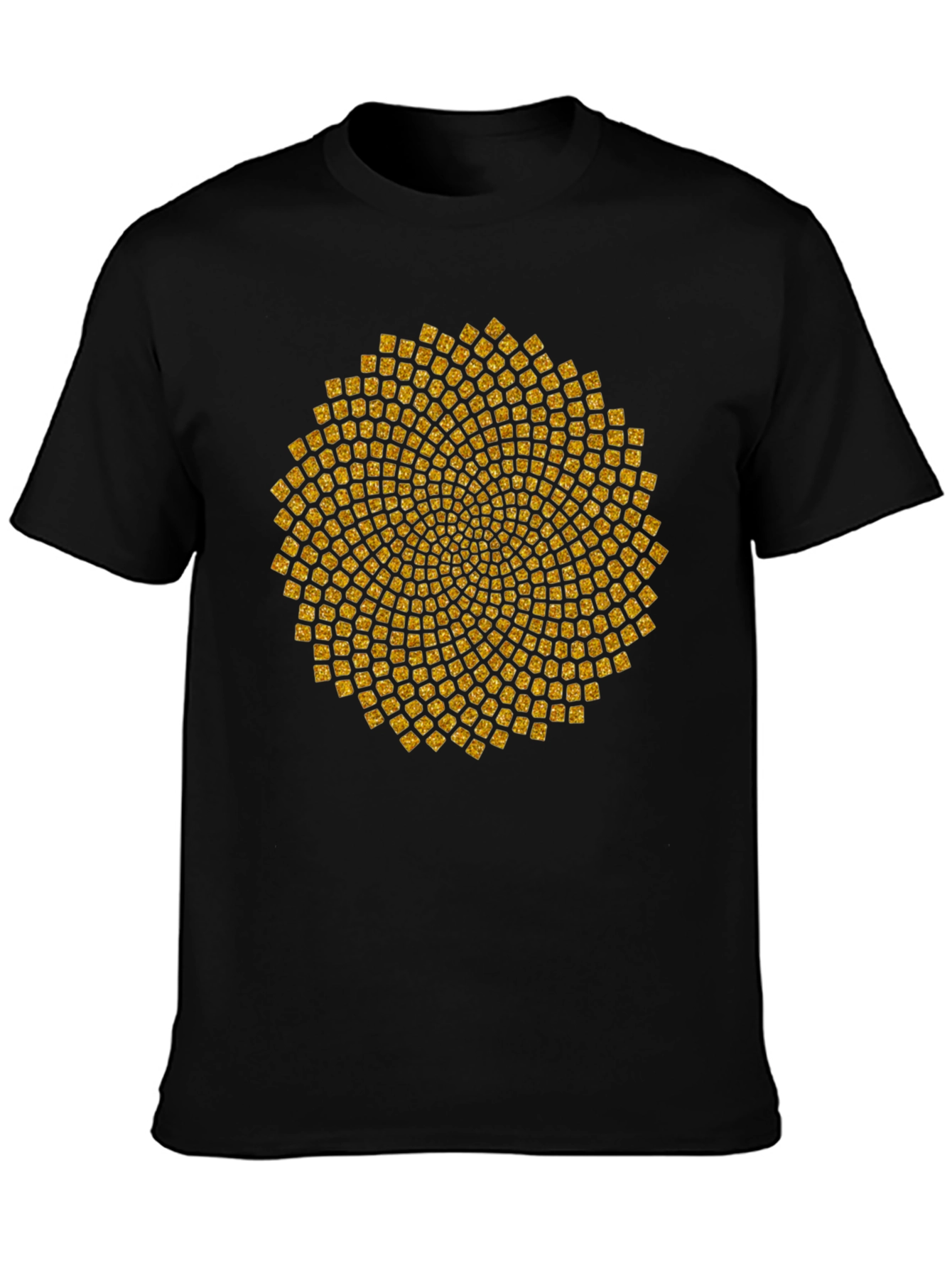 Geometric Gold Pattern Black T-Shirt