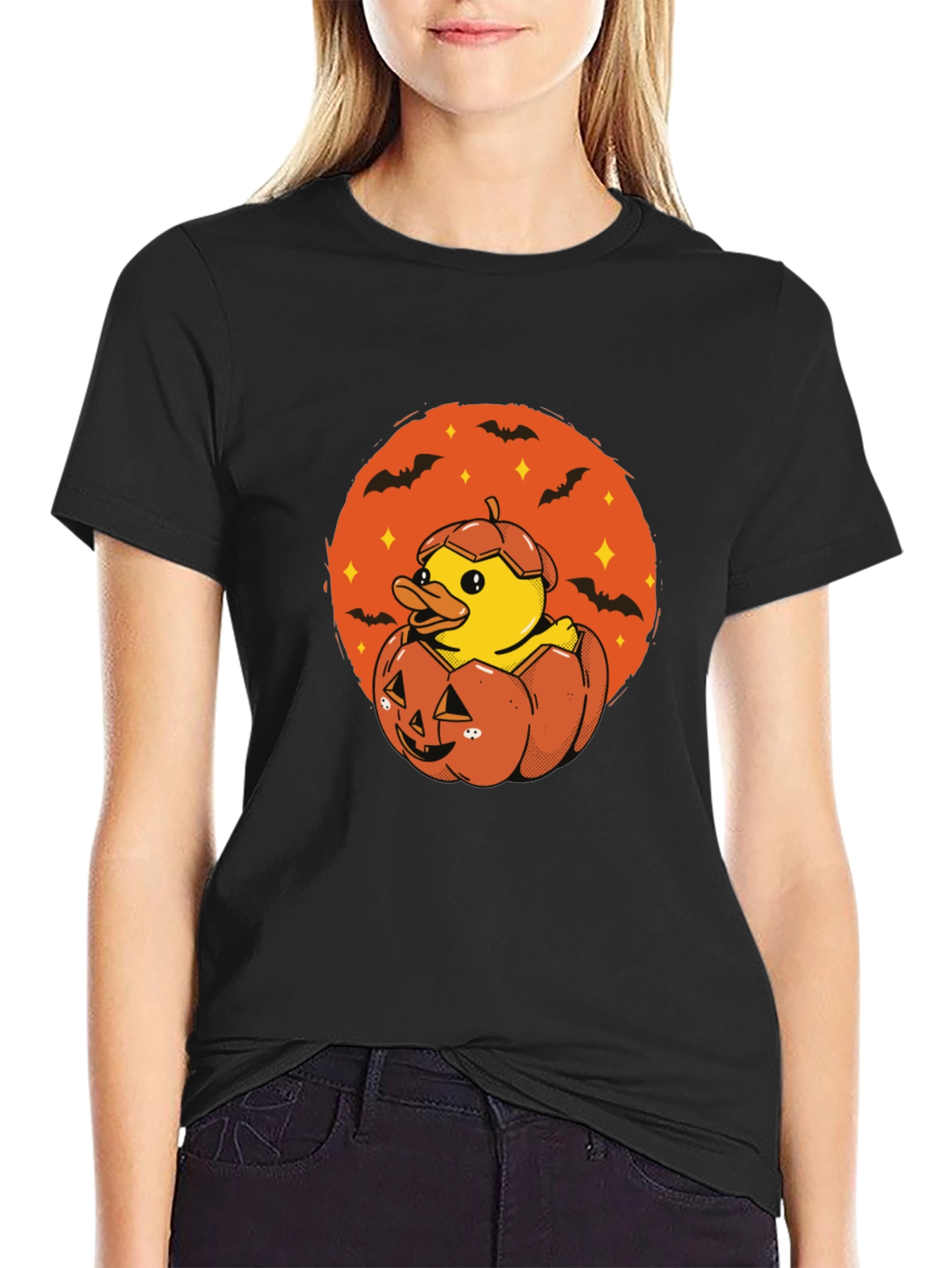 Duck in Pumpkin Halloween T-Shirt