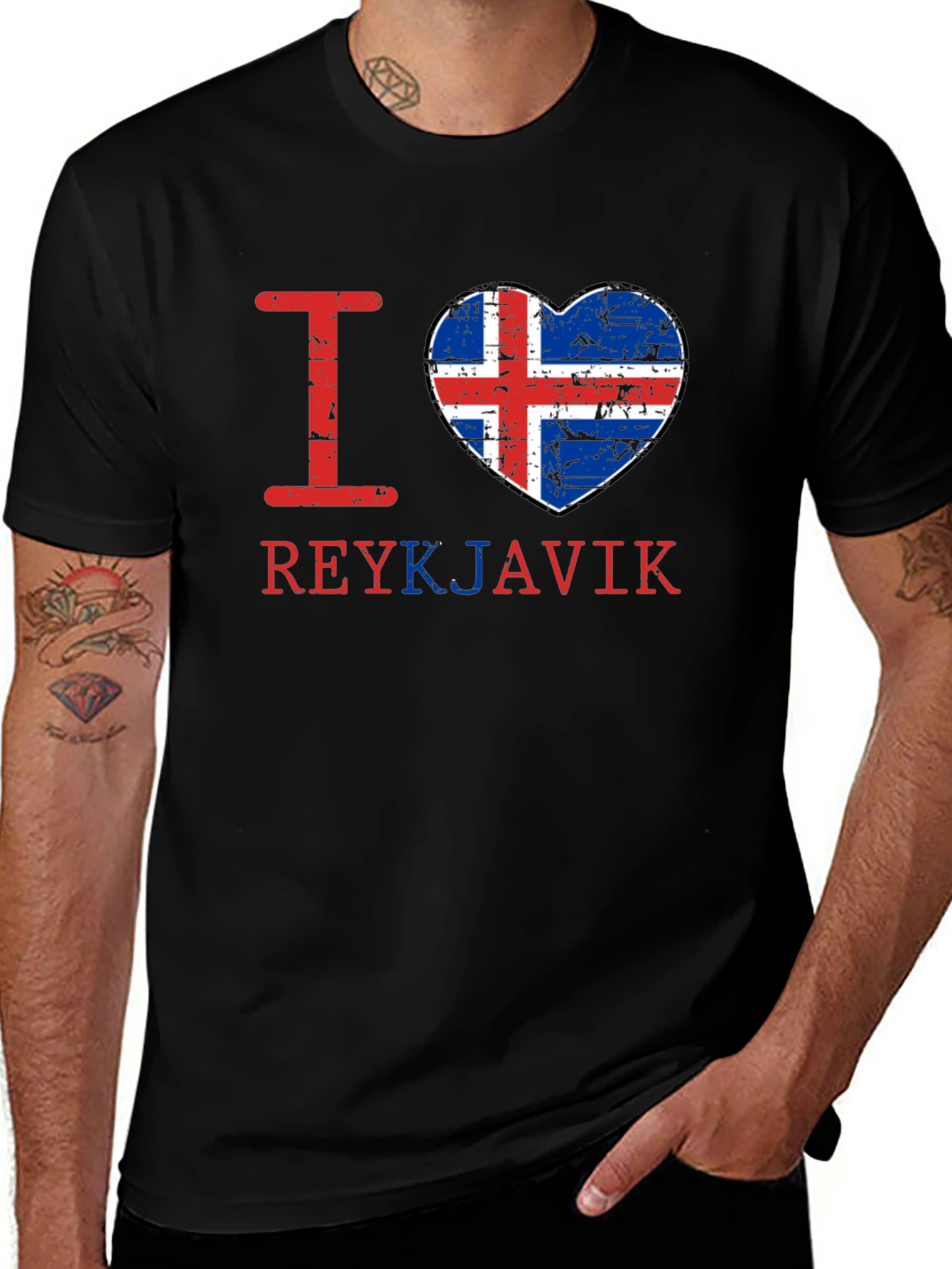 I Love Reykjavik Iceland Flag Heart T-Shirt